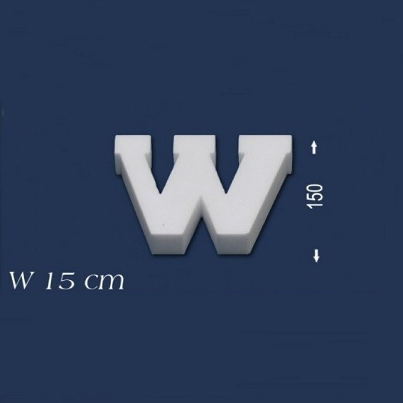 Wiesemann | Lettre décorative "W" | Polystyrène | Hauteur : 150 mm | Lettre en polystyrène | Lettre 3D