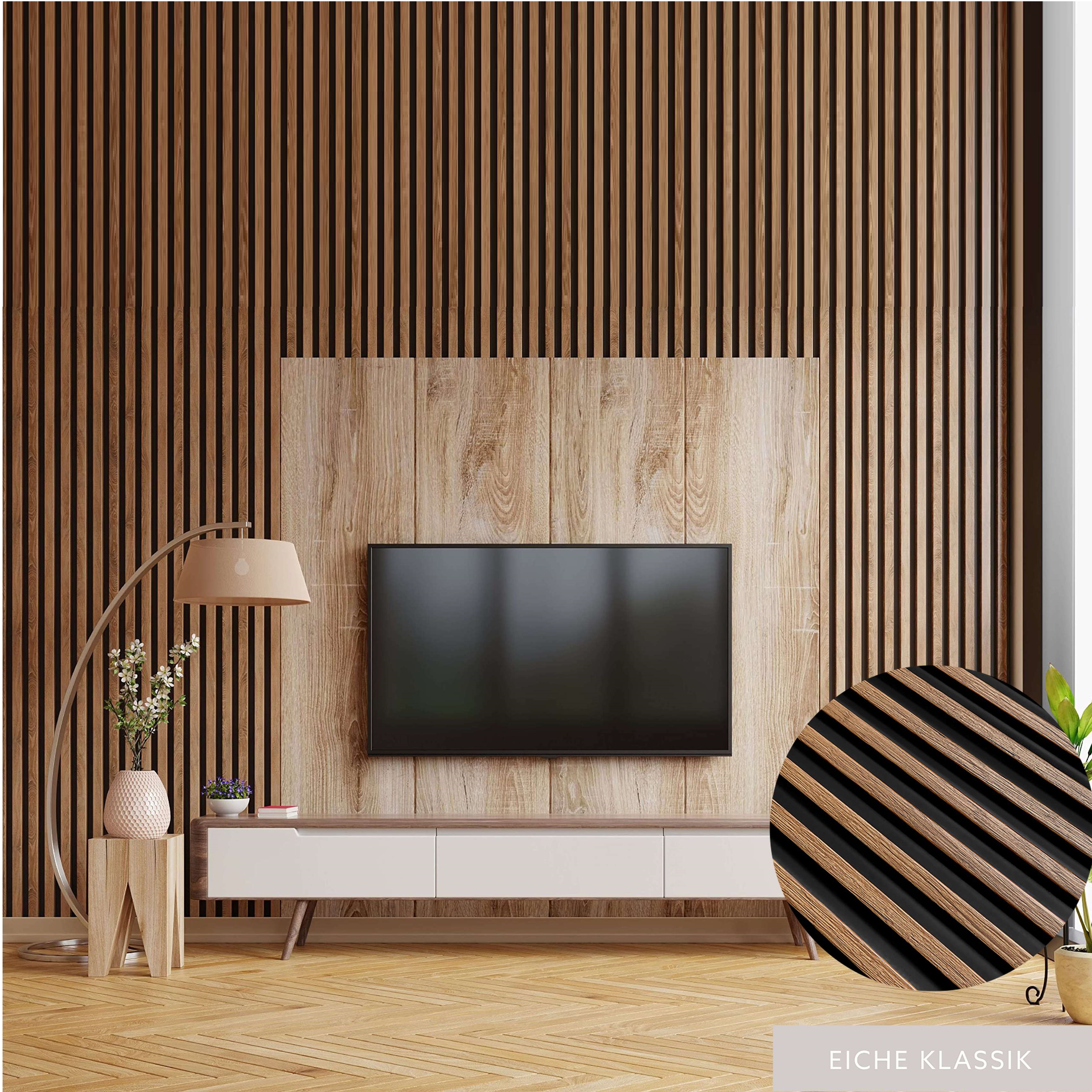 Mardom | Panneaux acoustiques 3D "0050" | H: 2700 mm x B: 120 mm | Chêne Classique | Moderne