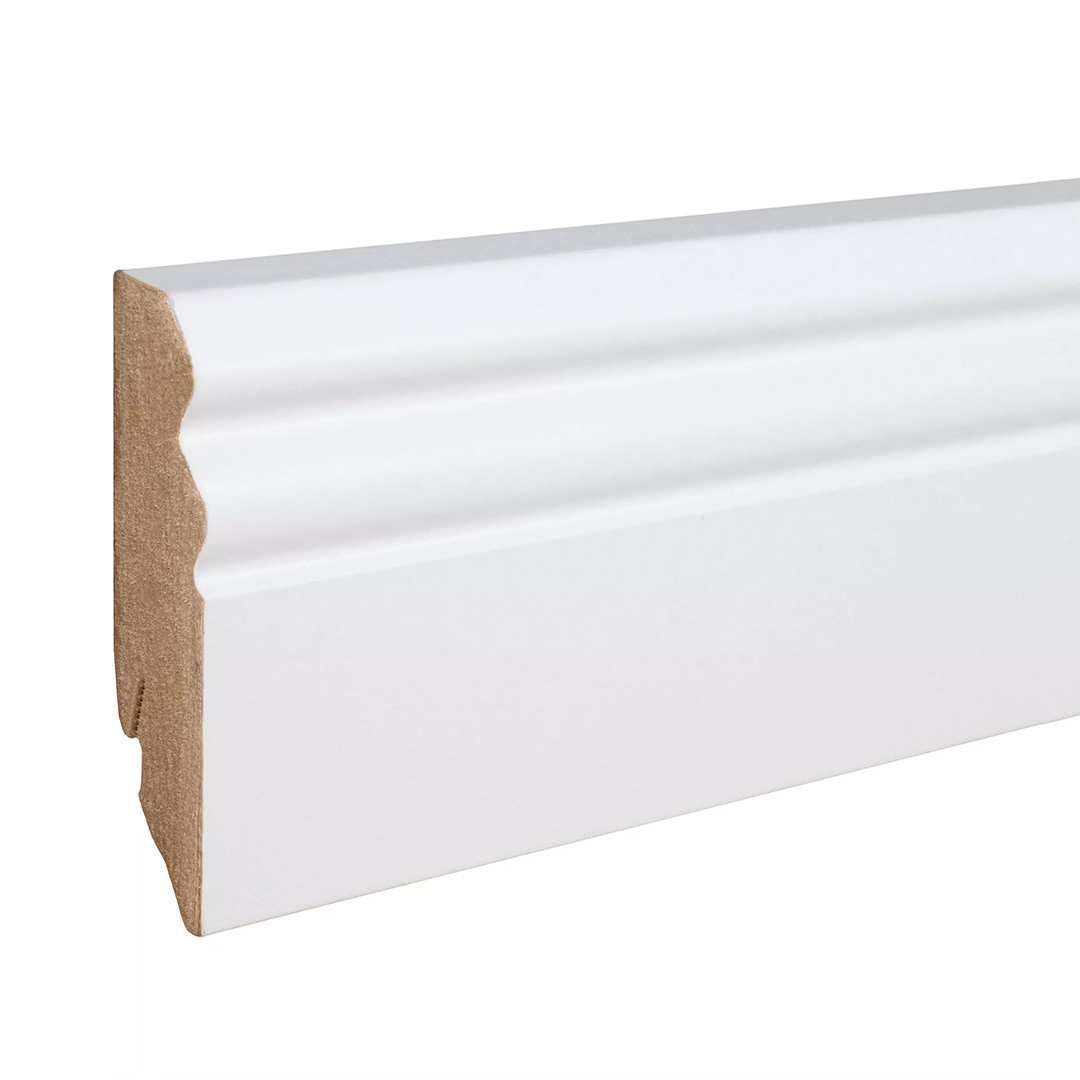 Neuhofer | Plinthes MDF plinthe 18 x 70 x 2400 mm | Blanc | MDF revêtu | Plinthe moulurée