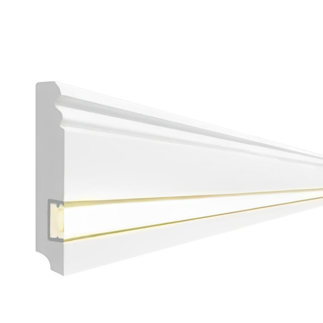 Plinthes LED populaires Noyau en MDF, revêtus blanc (19 x 96 x 2500 mm) 719.096L PROVISTON