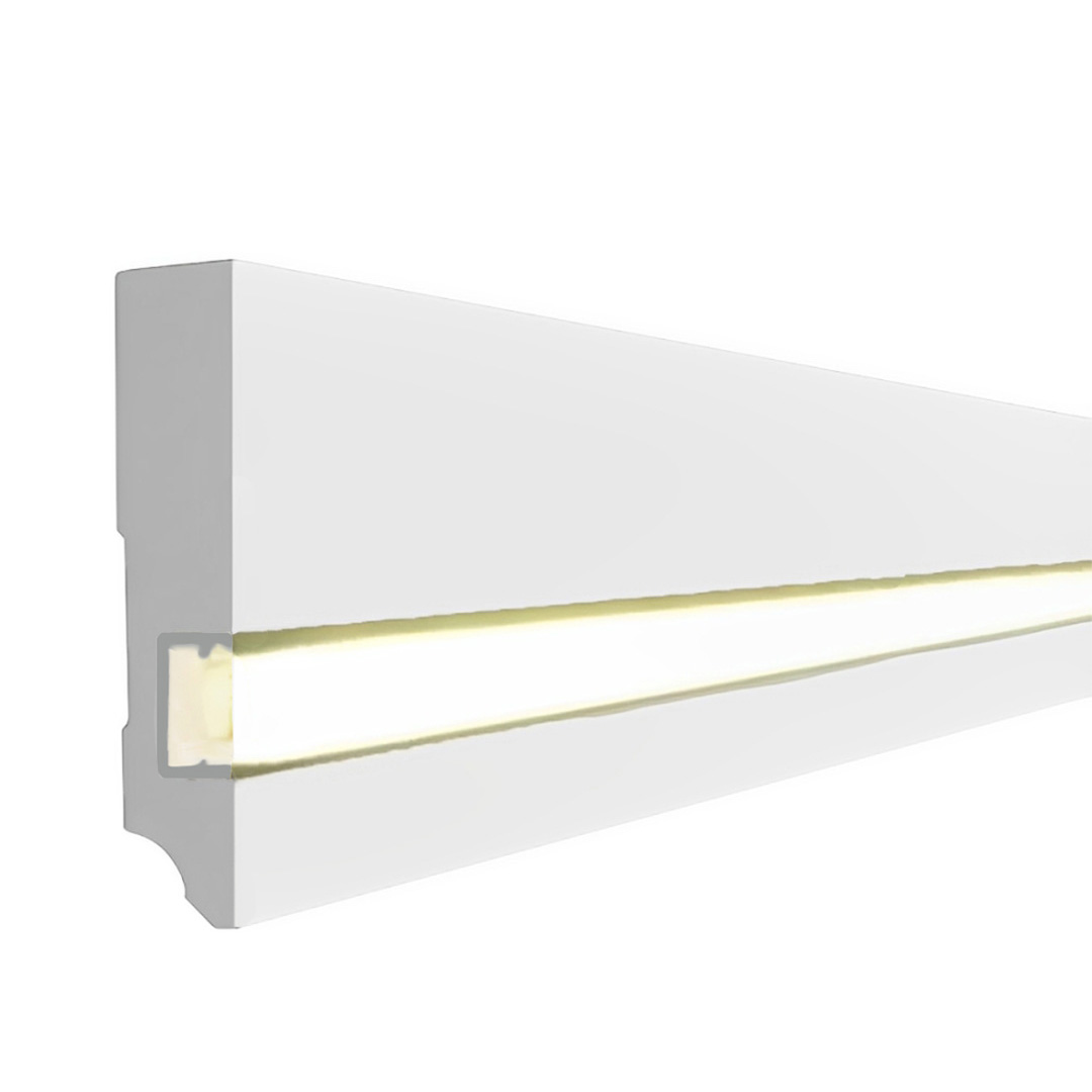 Plinthe MDF en bois massif, revêtue d'une feuille blanche (19 x 96 x 2500 mm) 721.1996L PROVISTON