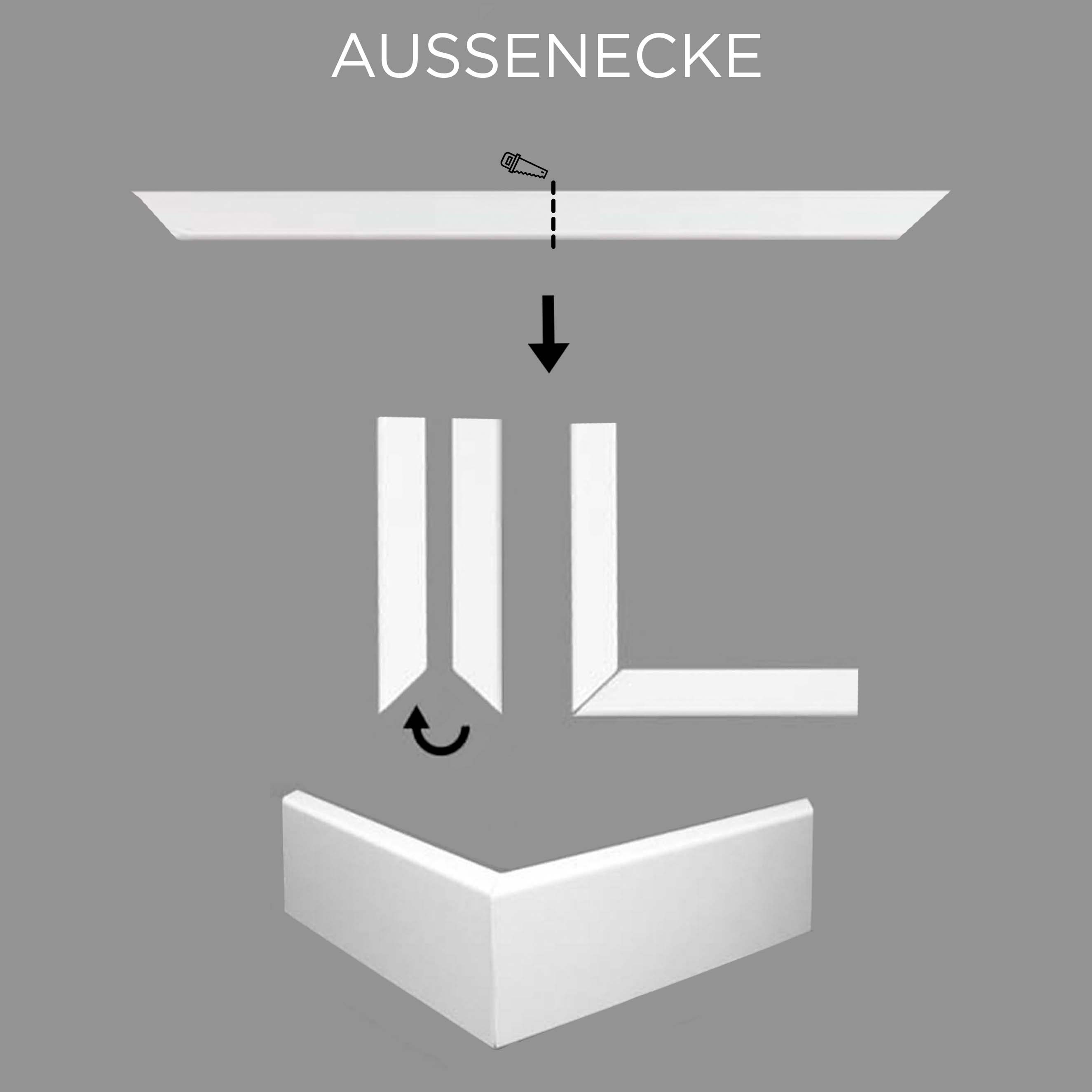 Kosche | Angle extérieur pour plinthe | MDF Plinthe | 10 x 70 mm | Blanc | 76722 | Classique