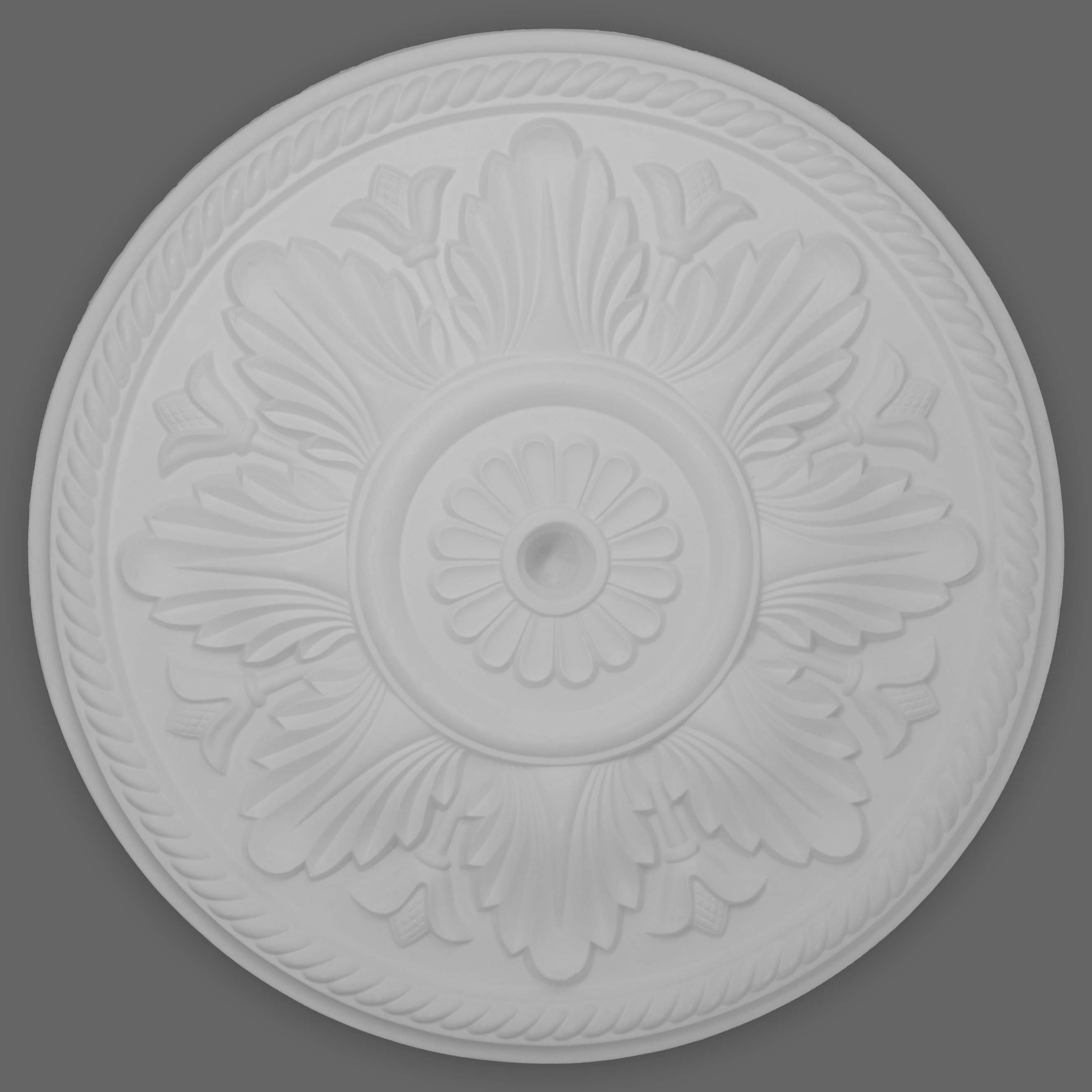 PROVISTON | Gips Rosette Newcastle | Echter Gipsstuck | Ø47cm | Stuckrosette