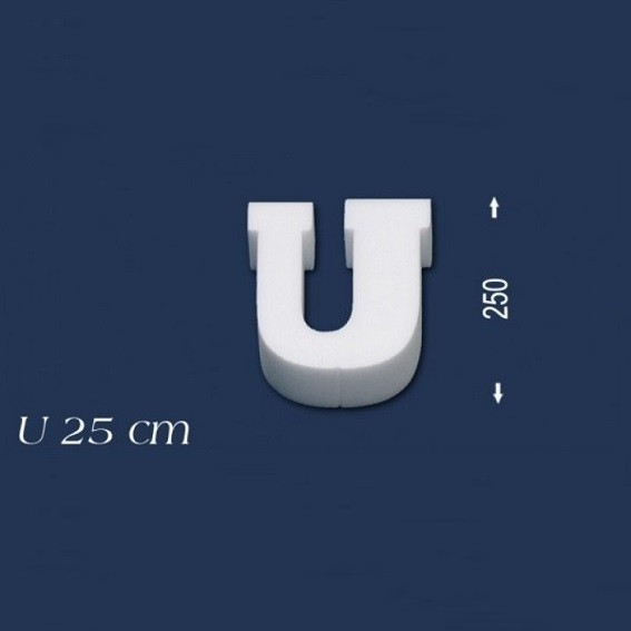 Wiesemann | Lettre décorative "U" | Polystyrène | Hauteur : 250 mm | Lettre en polystyrène | Lettre 3D