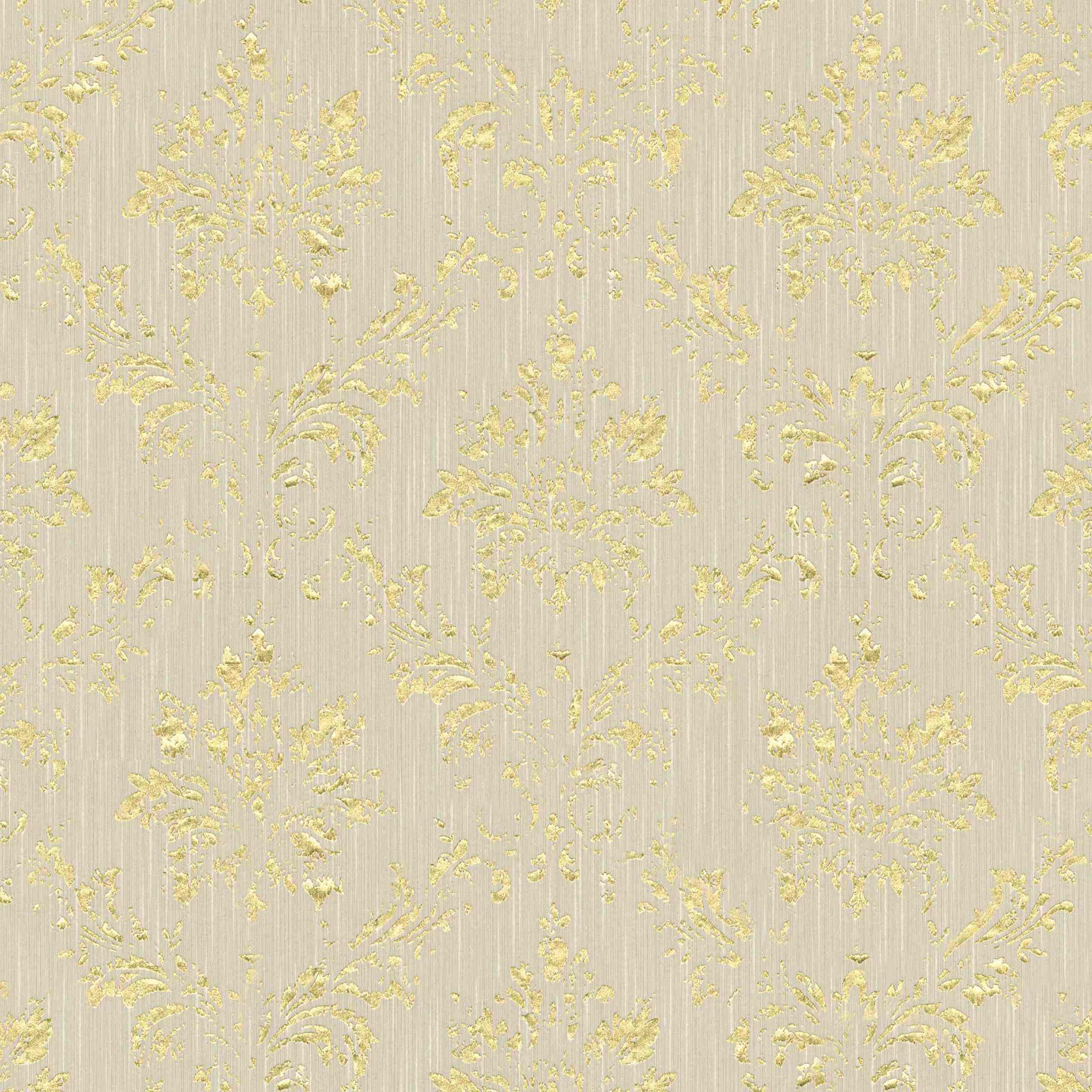 A.S. Creation Metallic Silk | 306624 | papier peint intissé baroque | 0.53 m x 10.05 m | beige