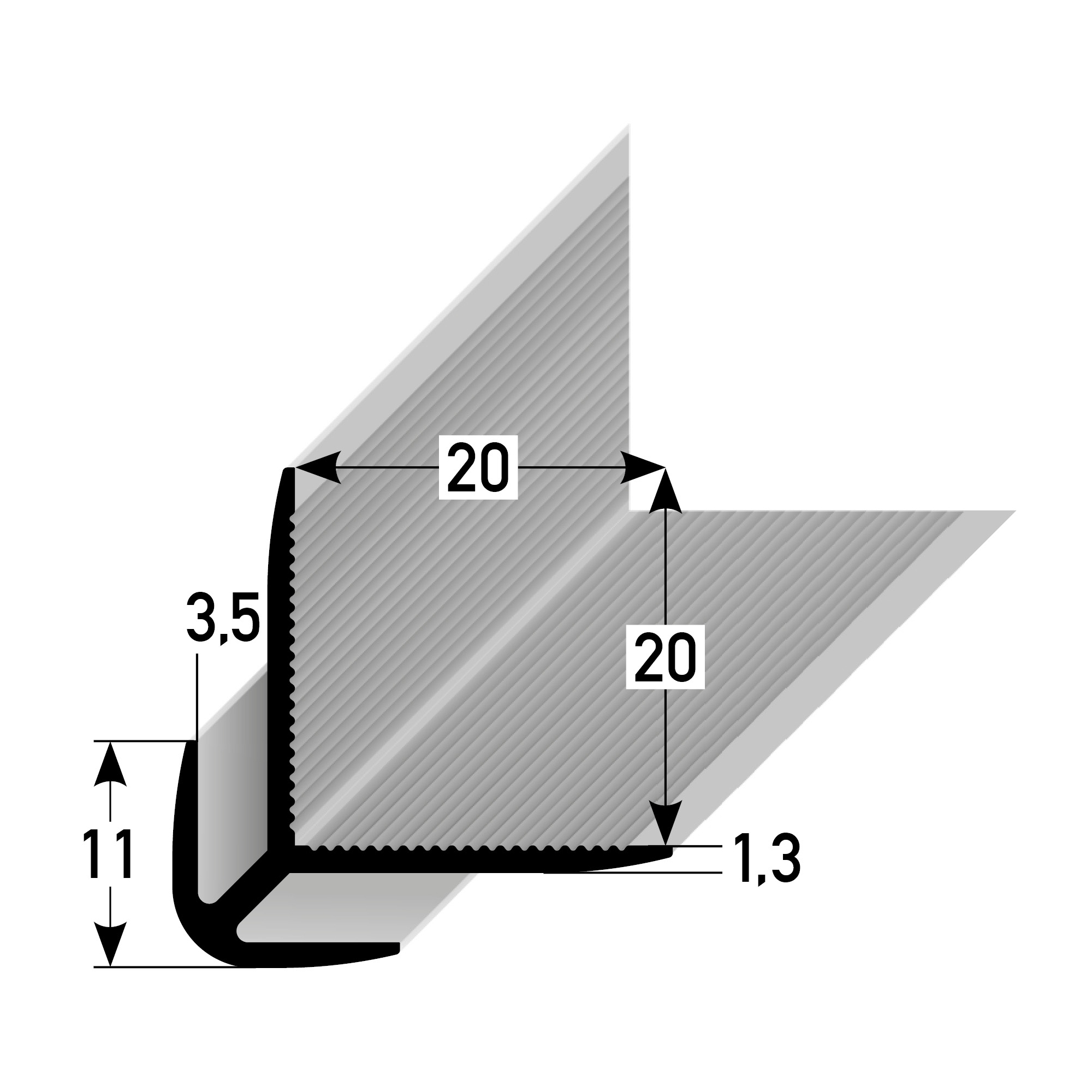 PROVISTON Eckschutzprofil Aussen 24.7 x 24.7 x 2700 mm Aluminium Aussenecke Ungebohrt