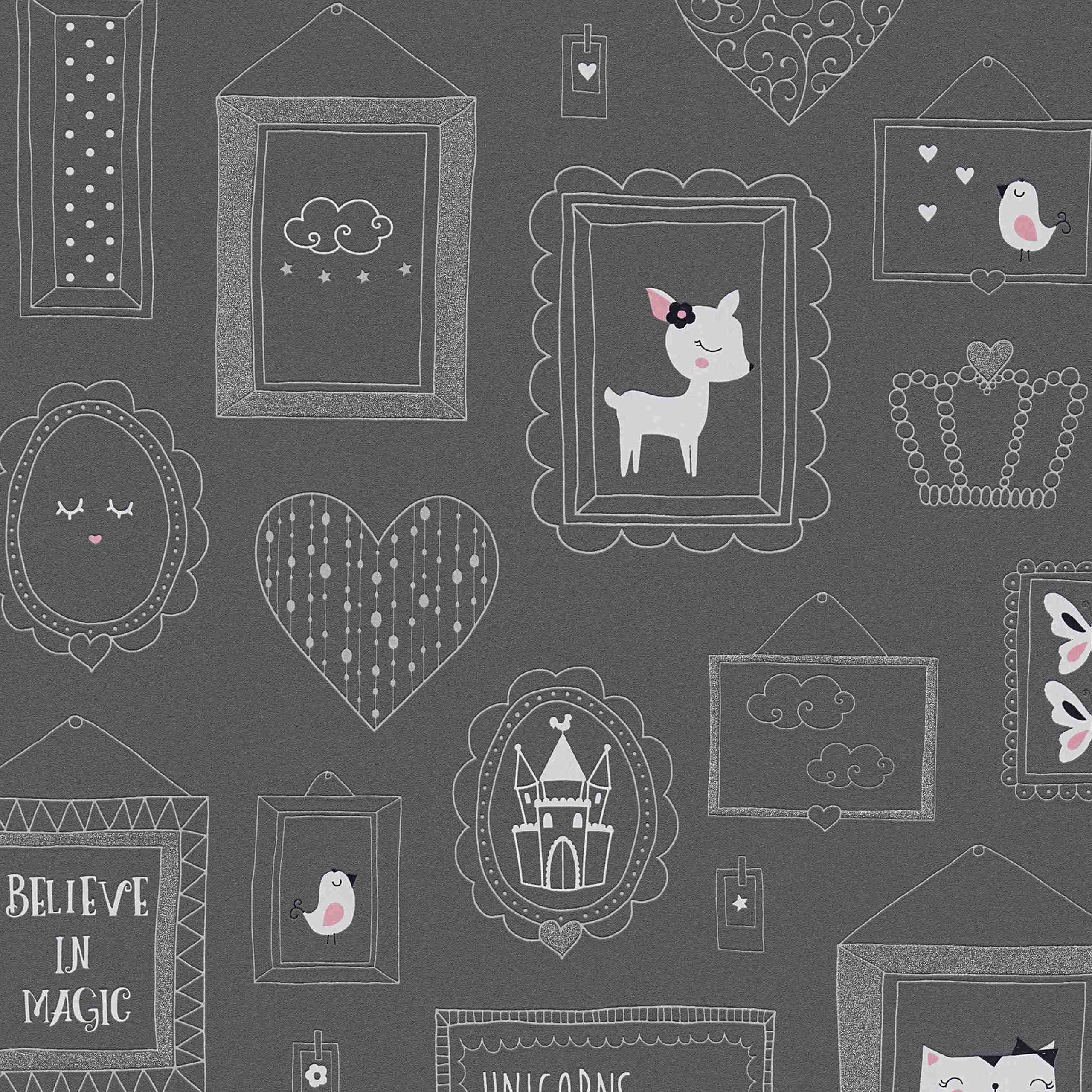 A.S. Creation Boys & Girls 6 | 369913 | papier peint intissé animaux | 0.53 m x 10.05 m | gris
