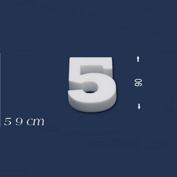 Wiesemann | Chiffre déco "5" | Polystyrène | Hauteur : 90 mm | Chiffre en polystyrène | Chiffre en 3D