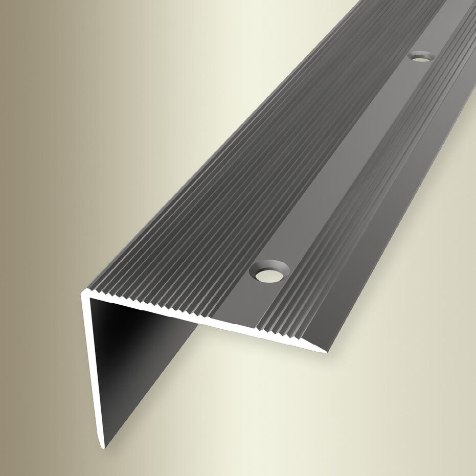 PROVISTON | Nez de marche | Largeur:45 mm | Hauteur:0 - 37 mm | Aluminium | Strié | Percé