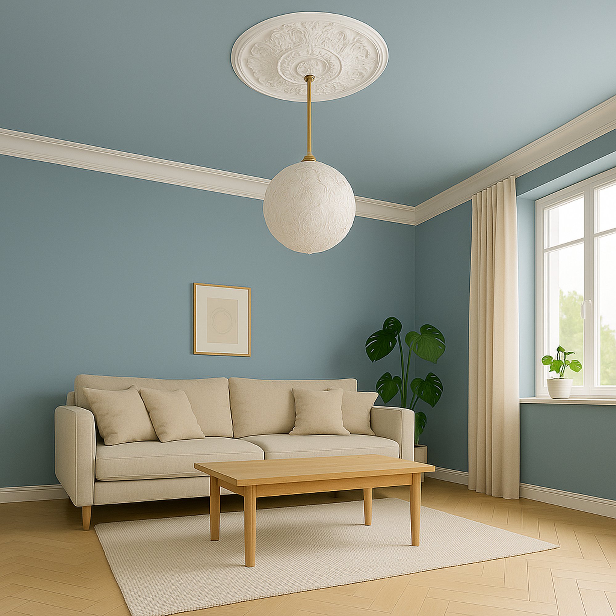 Mardom Rosette / Deckenkuppel B3077 Profoam 752 x 40 x 752 mm Weiß Stuckrosette Deckenrosette Rund