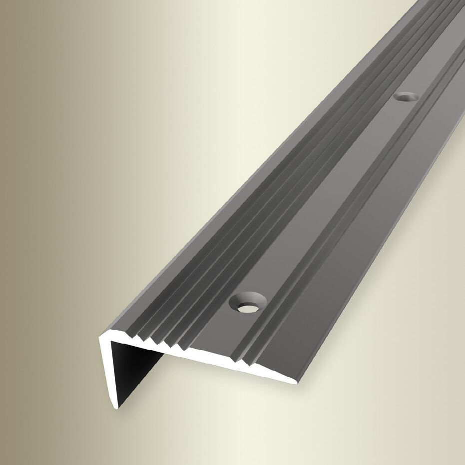 PROVISTON | Nez de marche | Largeur:43 mm | Hauteur:0 - 20 mm | Aluminium | Strié | Percé