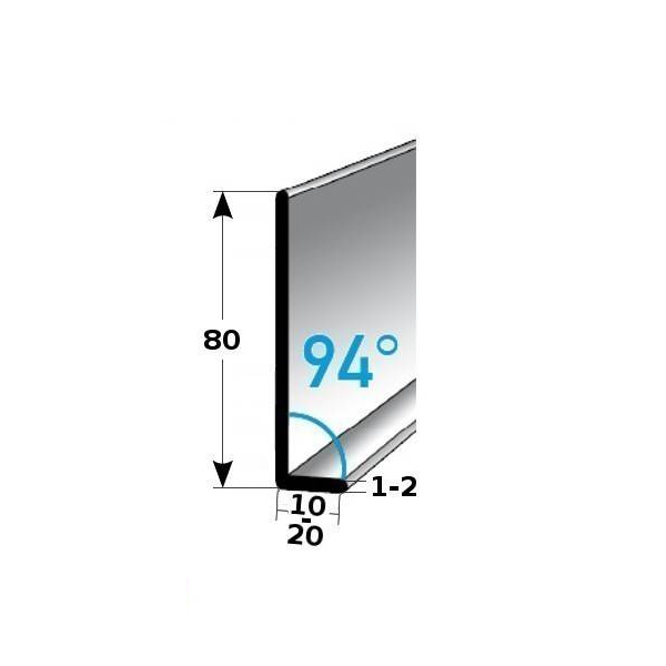 Plinthe type 80 aluminium différents modèles angle: 94°