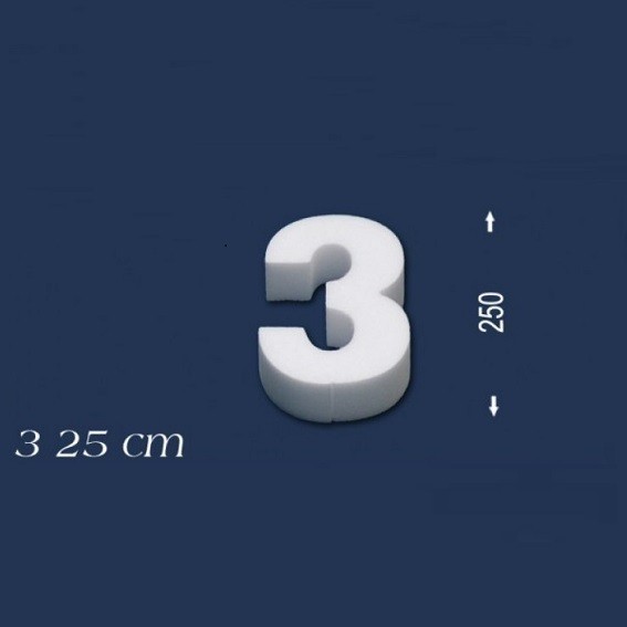 Wiesemann | Chiffre déco "3" | Polystyrène | Hauteur : 250 mm | Chiffre en polystyrène | Chiffre en 3D