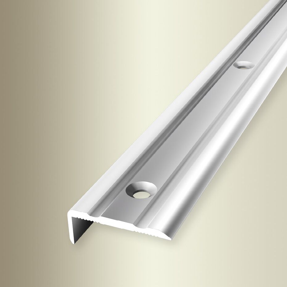 Nez de marche | Largeur:24.5 mm | H:0 - 7 mm | Aluminium | Strié | Facile à plier | A visser