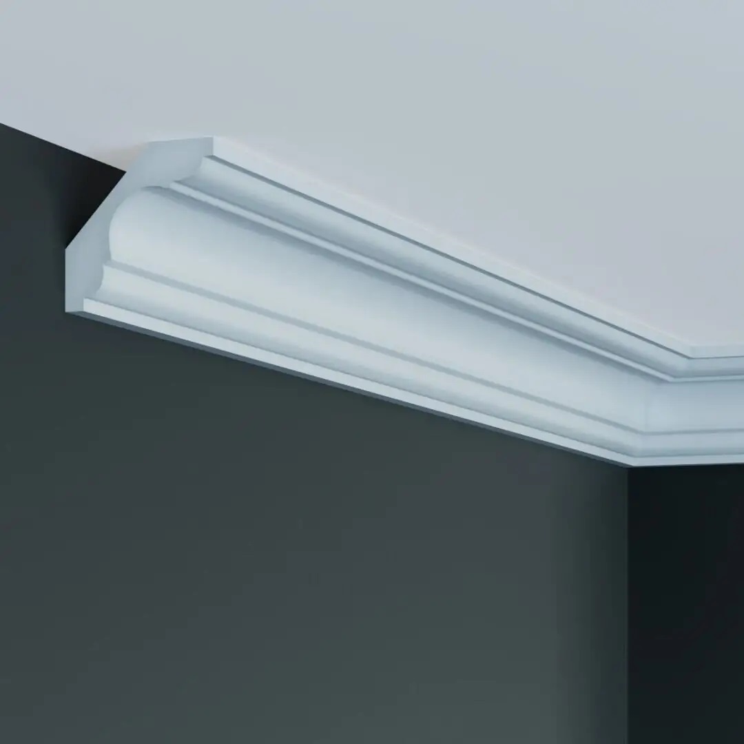 Elite Decor | moulure P908 | polyuréthane | 59 x 59 x 2000 mm | moulure de plafond en polystyrène | Blanc