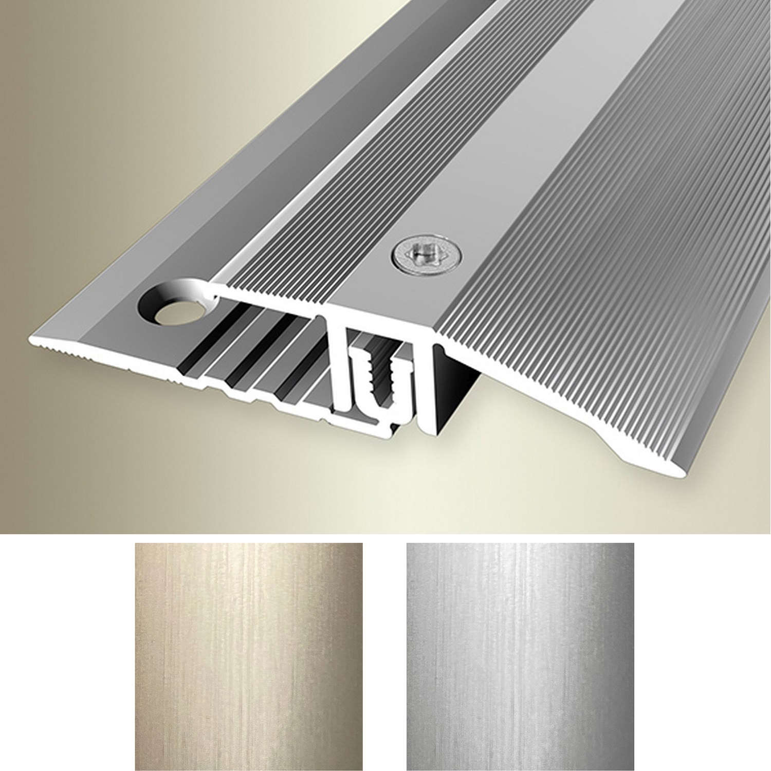 Küberit 286 PPS-Champion 4.0 | Barre de seuil strié | Largeur:44 mm | Épaisseur:6.5-16 mm