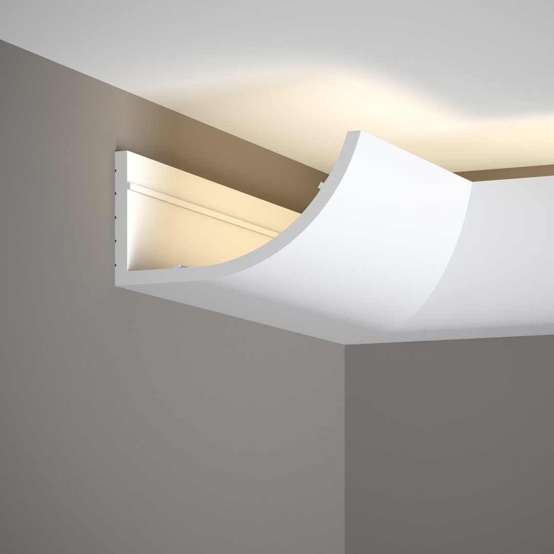 PROVISTON | Barre lumineuse LED "NE362" | 86 x 172 x 2000 mm | Blanc | Moulure de plafond | Moulure en stuc