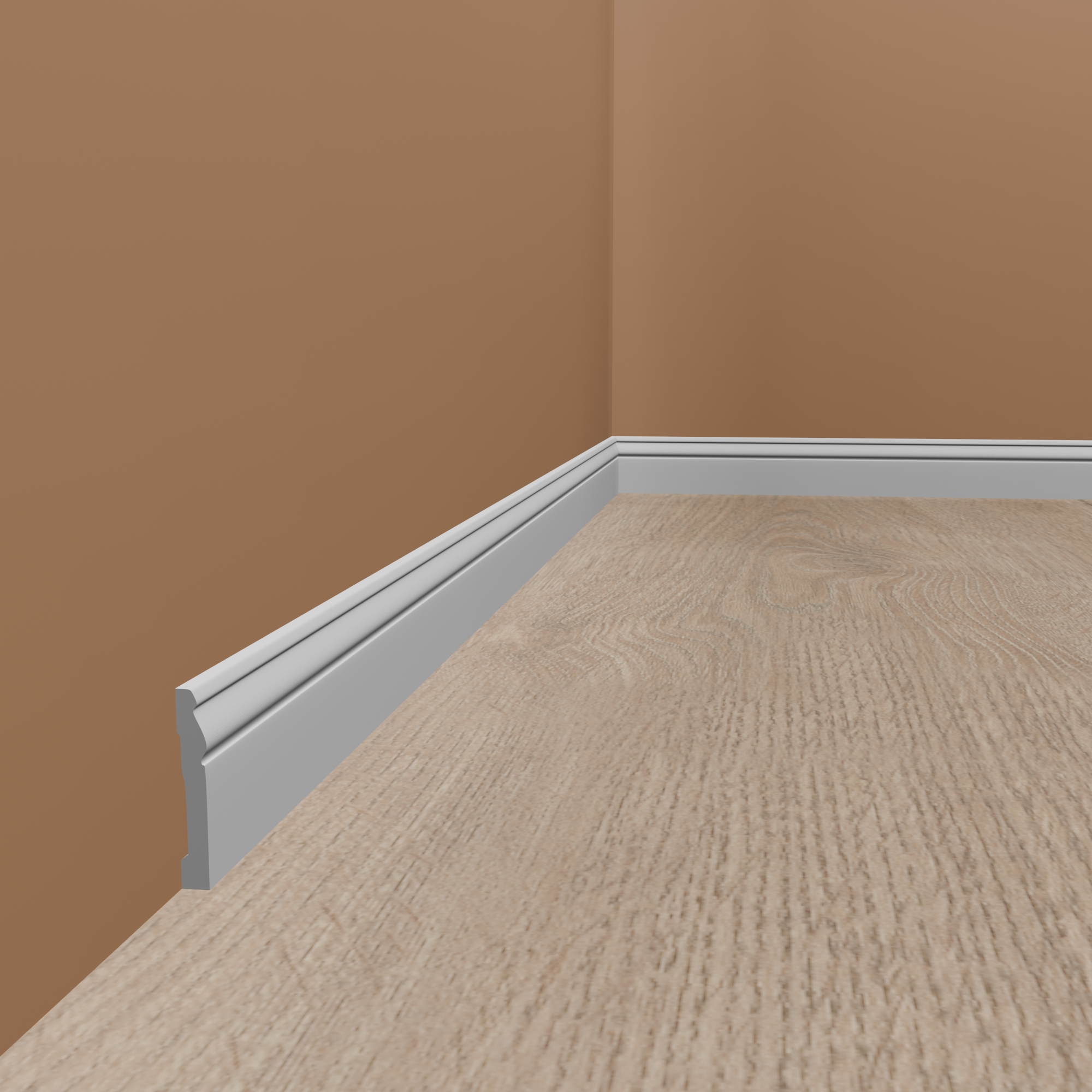 PROVISTON | Plinthe moulurée "NE095P" en polystyrène PolyForce | 15 x 120 x 2000 mm | Satin Blanc 