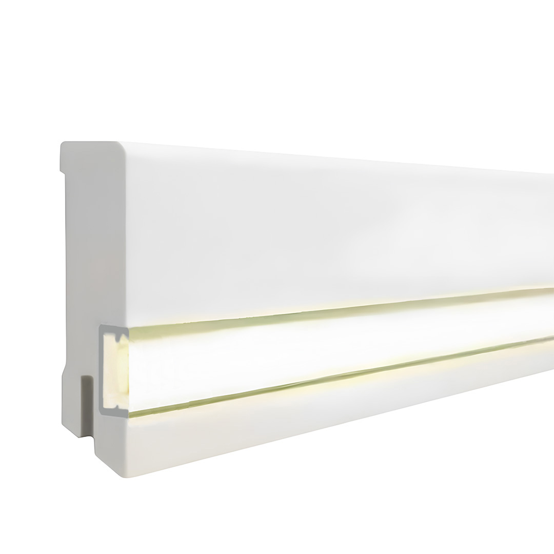 Plinthes lumineuses MDF revêtus blanc 16 x 58 x 2500 mm Barres à LED éclairage indirect PROVISTON