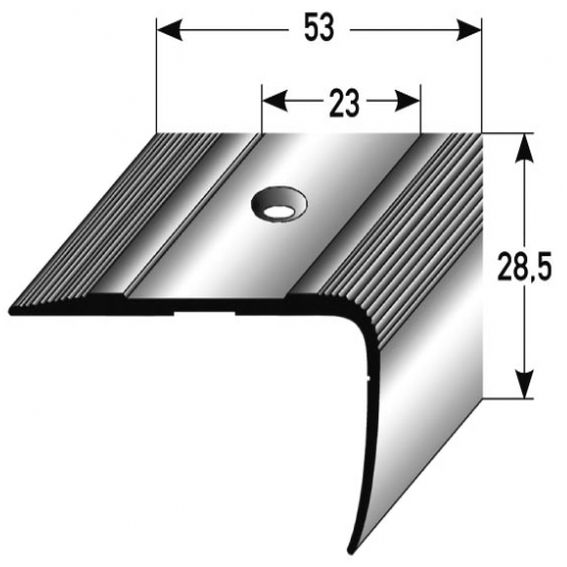 Nez de marche | cornière pour marche 28.5 mm x 53 mm | aluminium anodisé