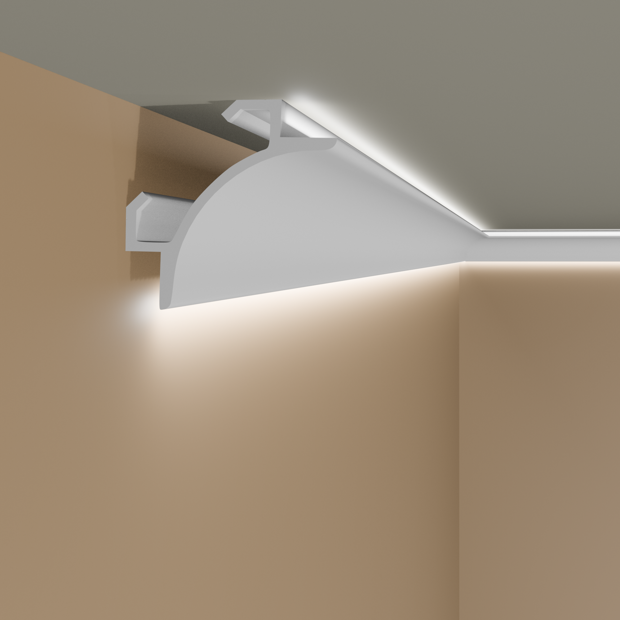 PROVISTON | Rampe lumineuse "RM001" | 147 x 147 x 2000 mm | Blanc | Moulure de plafond | Moulure en stuc | Moderne