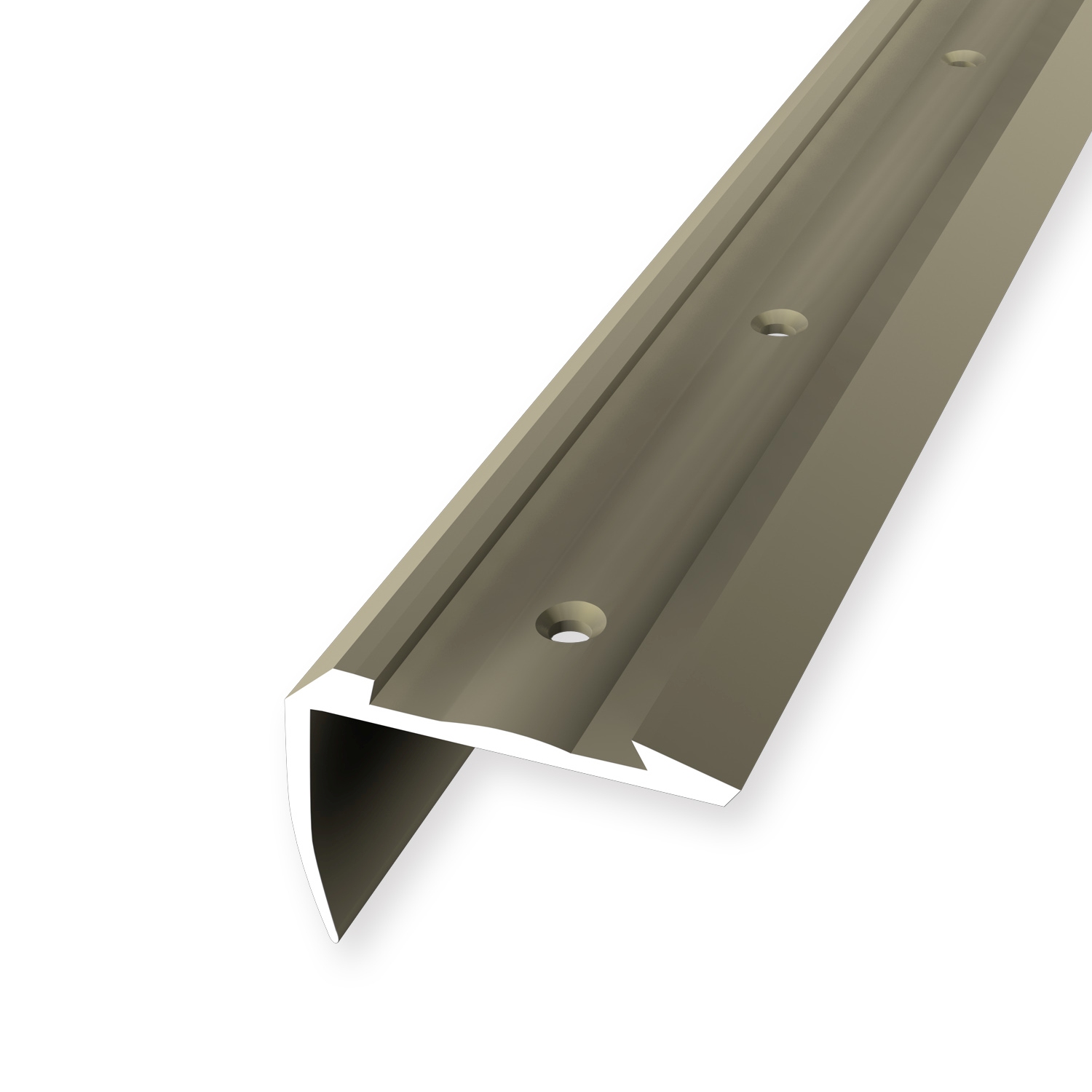 Nez de marche 32 x 44 x 2500 mm Cornière striée en alu avec trous à vis fraisés Küberit 