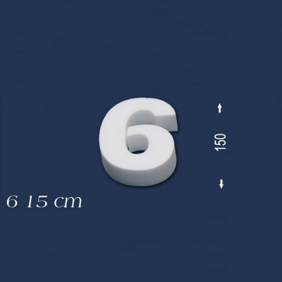 Wiesemann | Chiffre déco "6" | Polystyrène | Hauteur : 150 mm | Chiffre en polystyrène | Chiffre en 3D