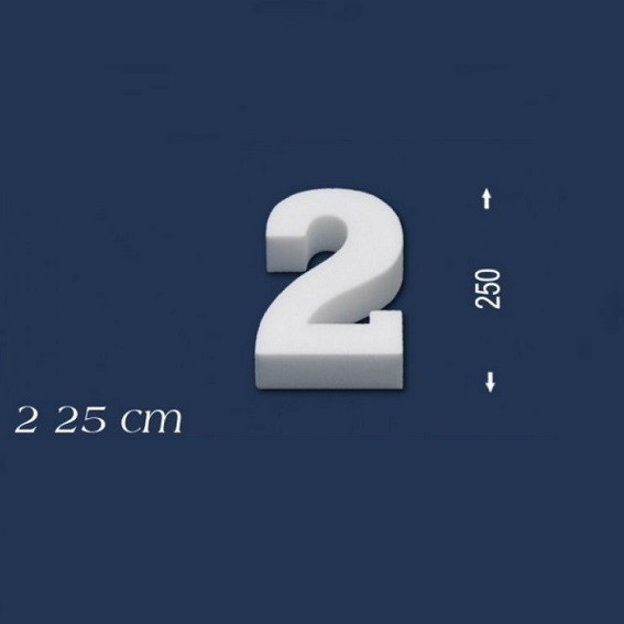 Wiesemann | Chiffre déco "2" | Polystyrène | Hauteur : 250 mm | Chiffre en polystyrène | Chiffre en 3D