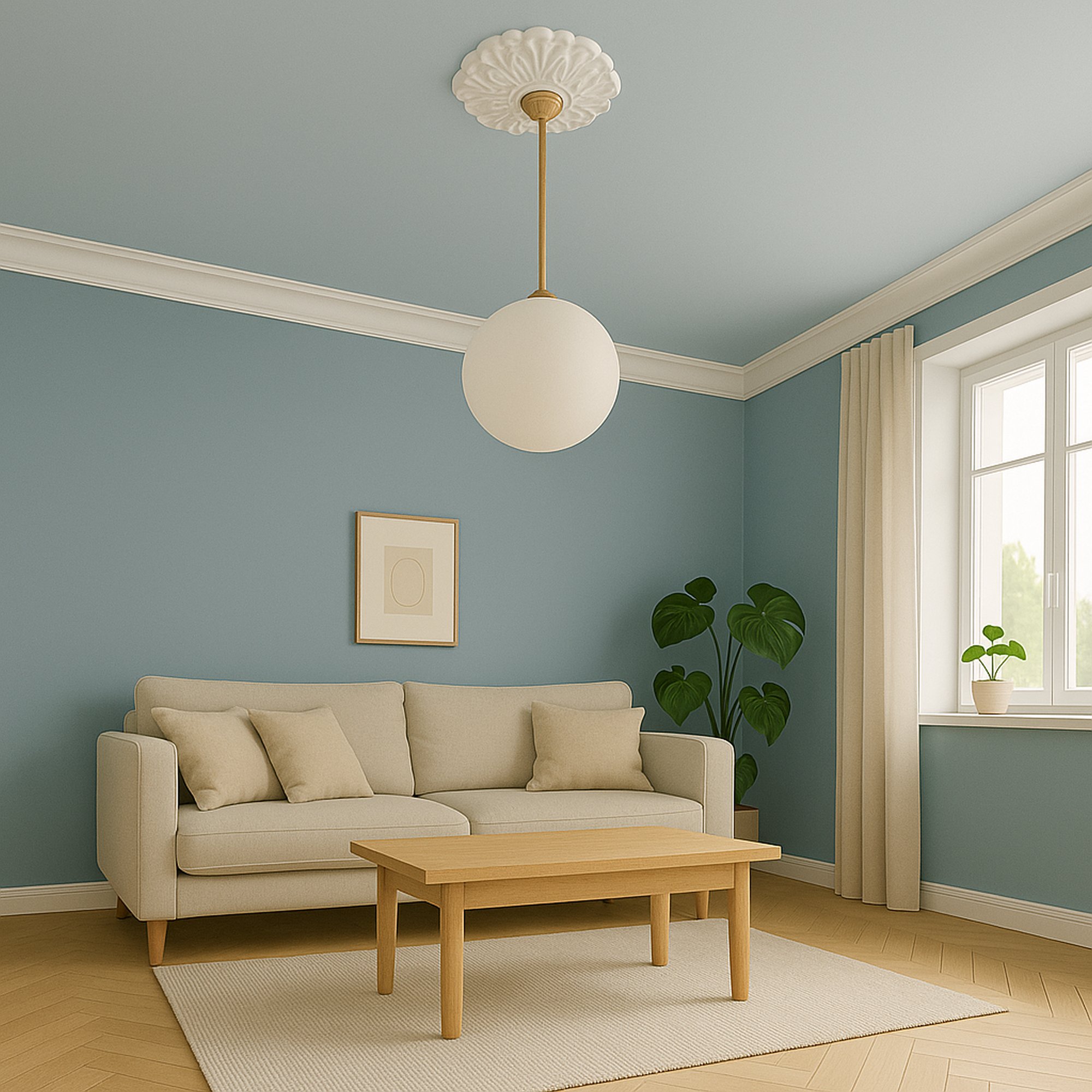 PROVISTON | Gips Rosette Birmingham | Echter Gipsstuck | Ø14cm | Stuckrosette