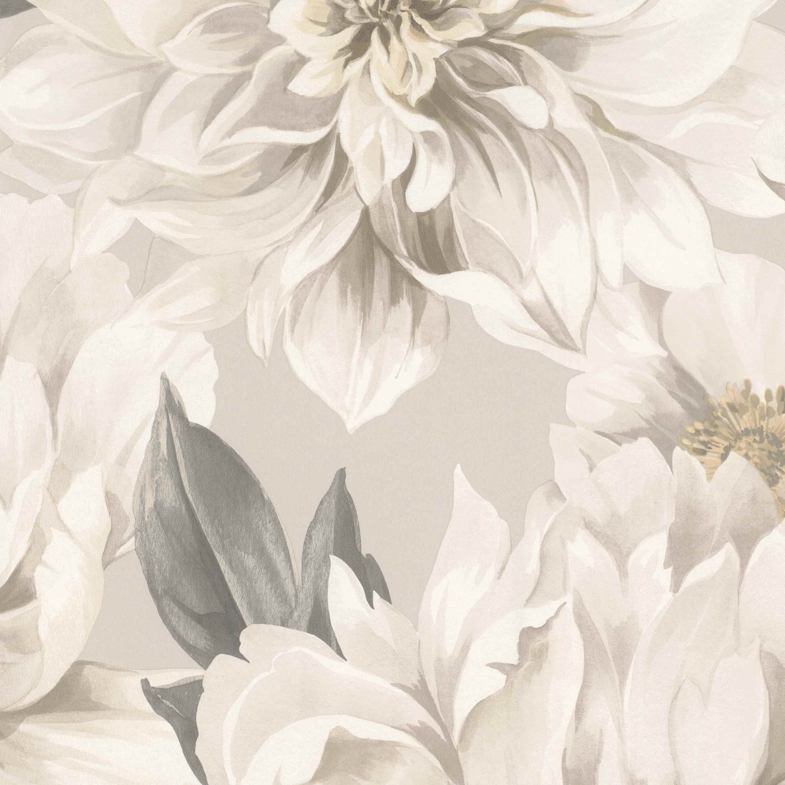Rasch Papiertapete Selection 201352 | 0.53 x 10.05 m | Blumen Floral Grau