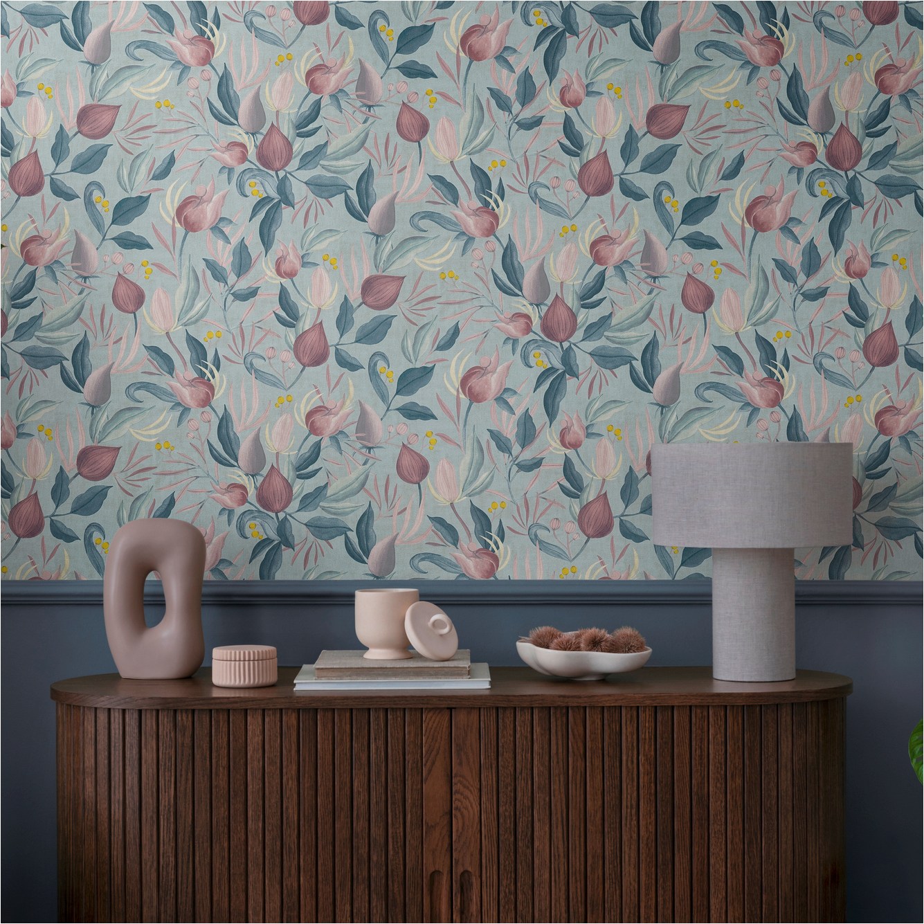 Papier peint intissé 790621 Bleu Floral Feuilles CosmoLiving by Cosmopolitan A.S. Creation