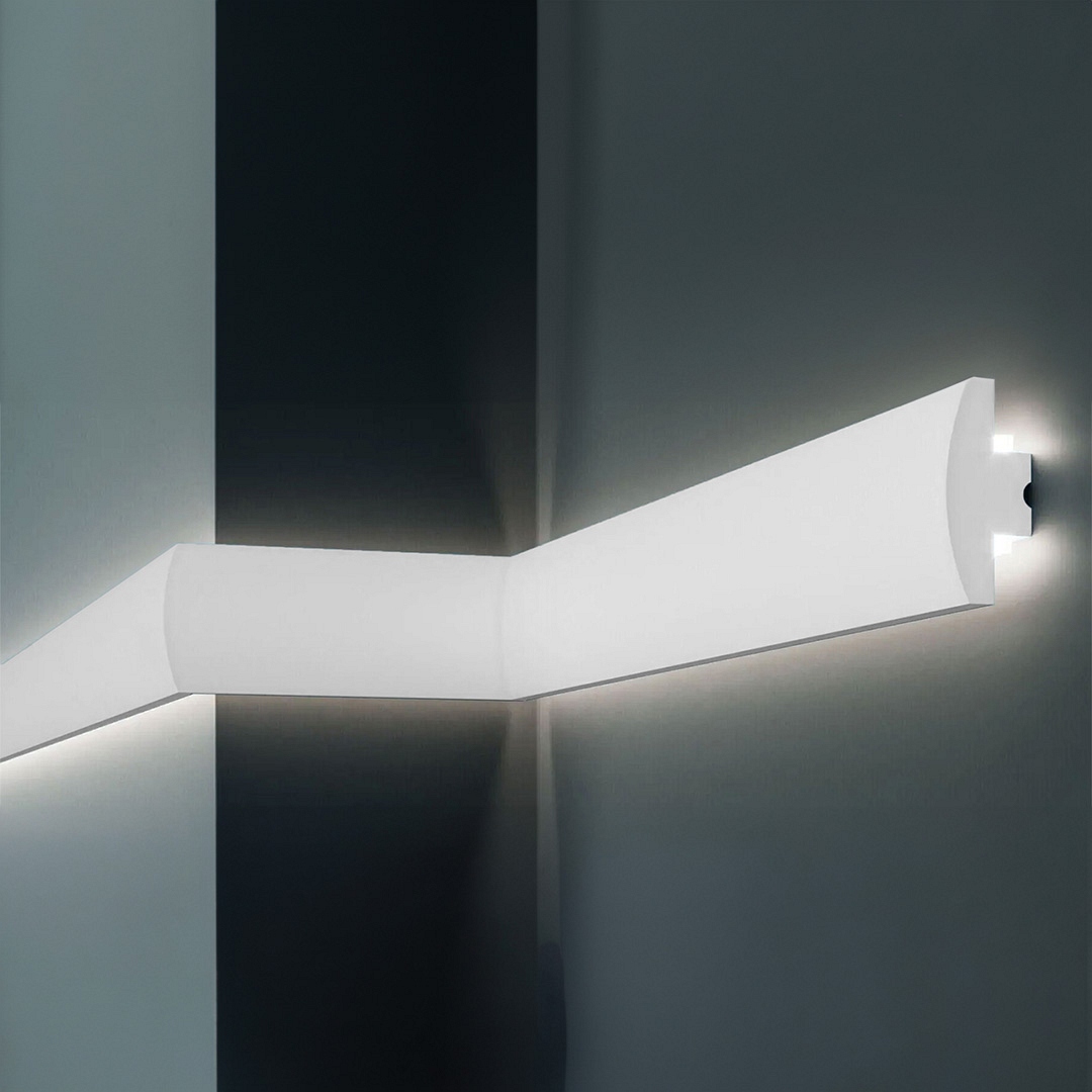 Elite Decor | Moulure lumineuse KD505| 90 x 39 x 1150 mm | Blanc | Corniche en polystyrène expansé