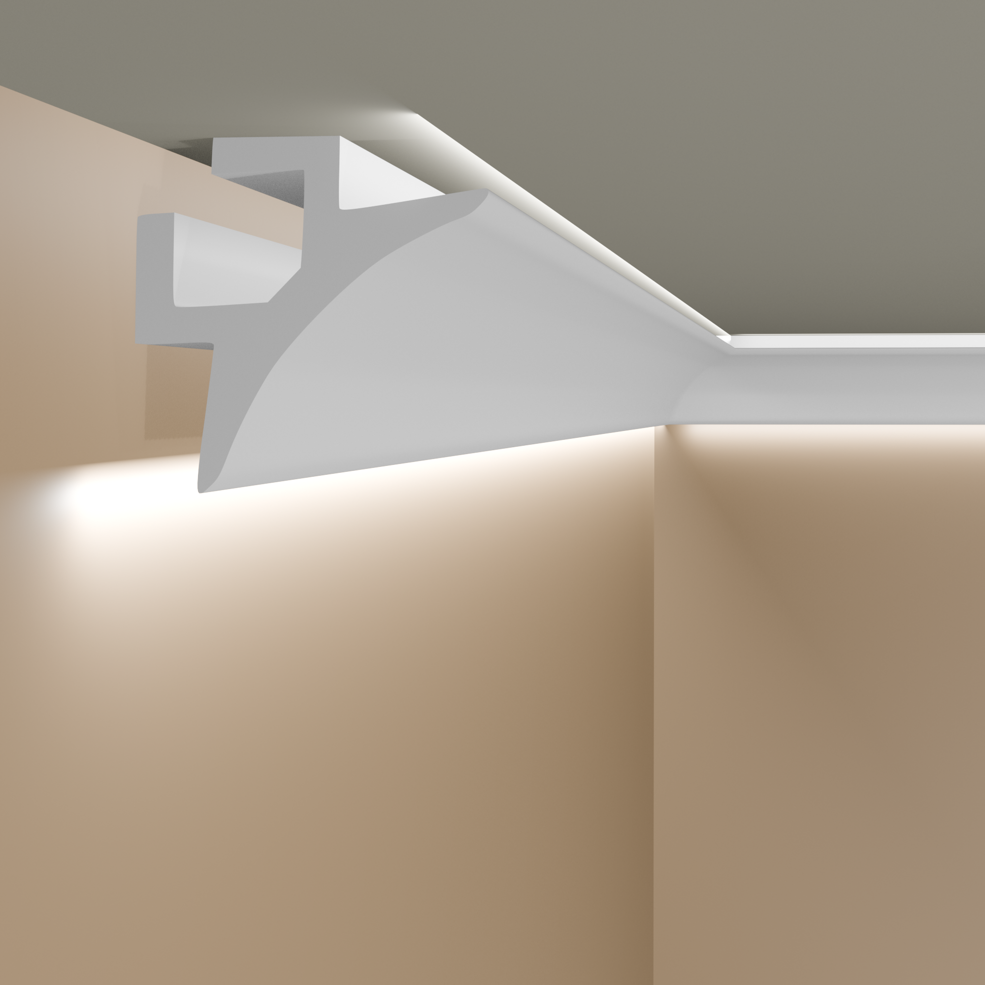 PROVISTON Moulure de plafond en polymère blanc | 60 x 97 x 2000 mm Corniche LED