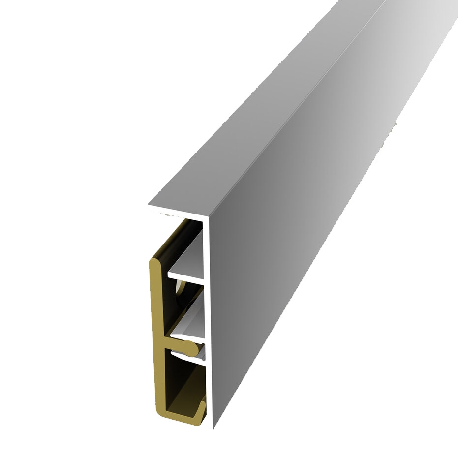Plinthe métallique 60 x 60 x 2500 mm Plinthe aluminium Thermolaqué Lisse Noir Küberit