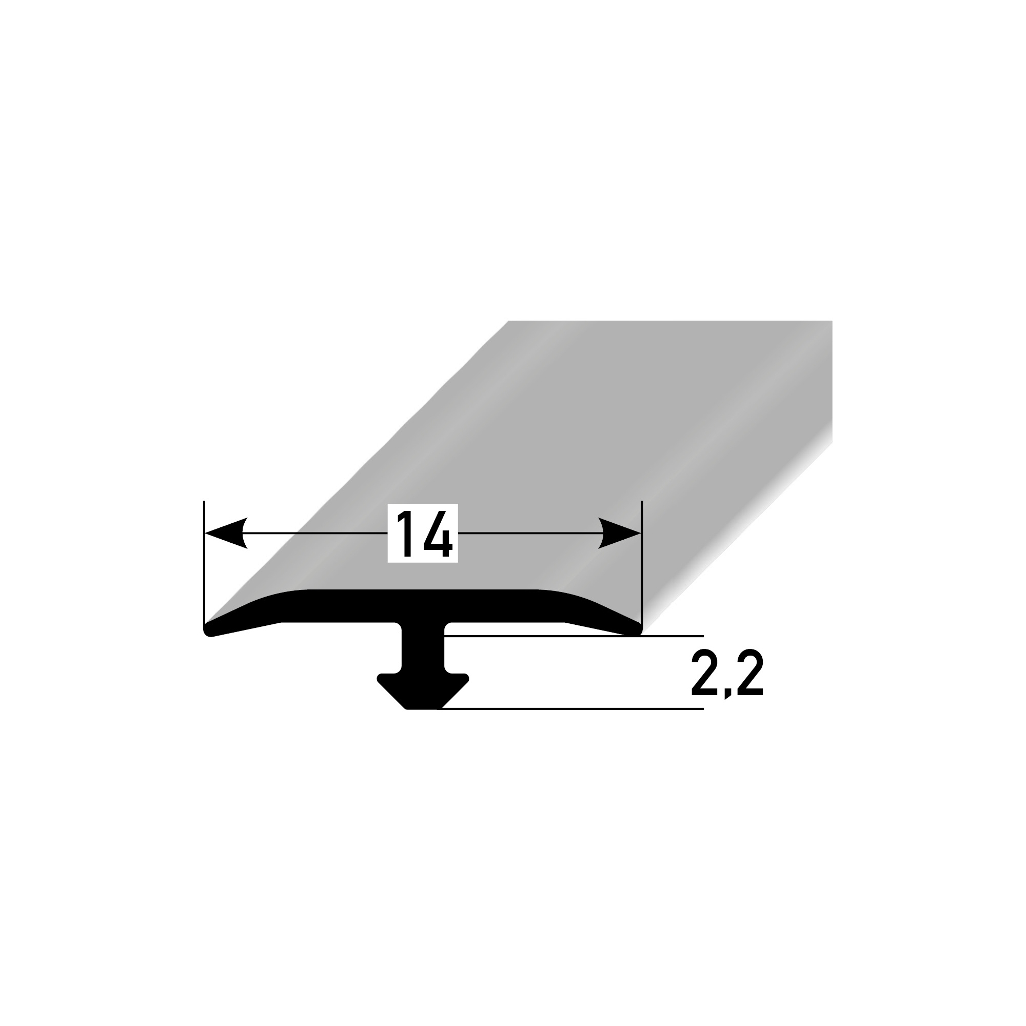 PROVISTON Bau- & Montageprofile 4 x 14 x 2700 mm T-Profil Aluminium Ungebohrt