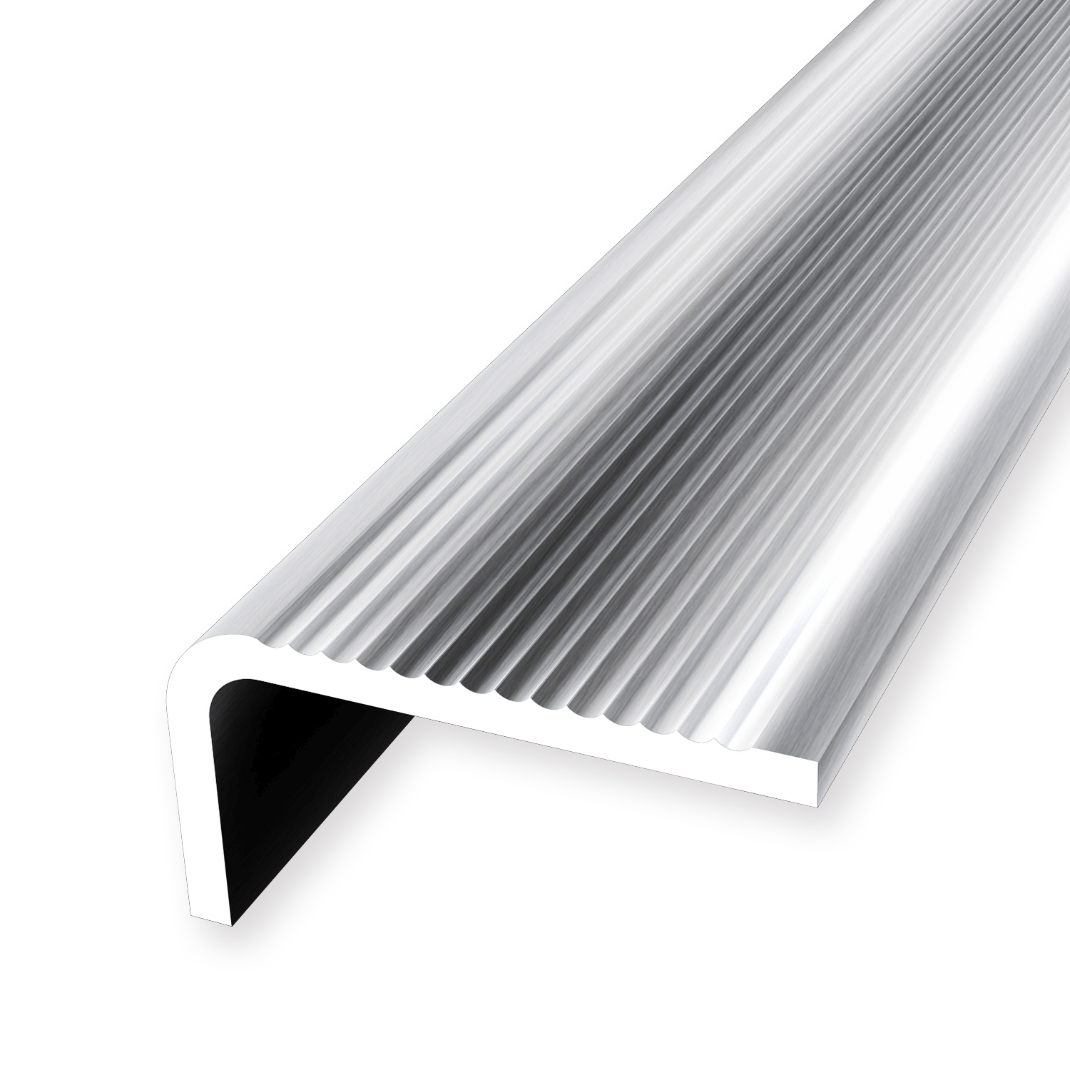 Nez de marche 20 x 40 x 2500 mm Acier inoxydable Cornière striée Acier inoxydable non percé Küberit