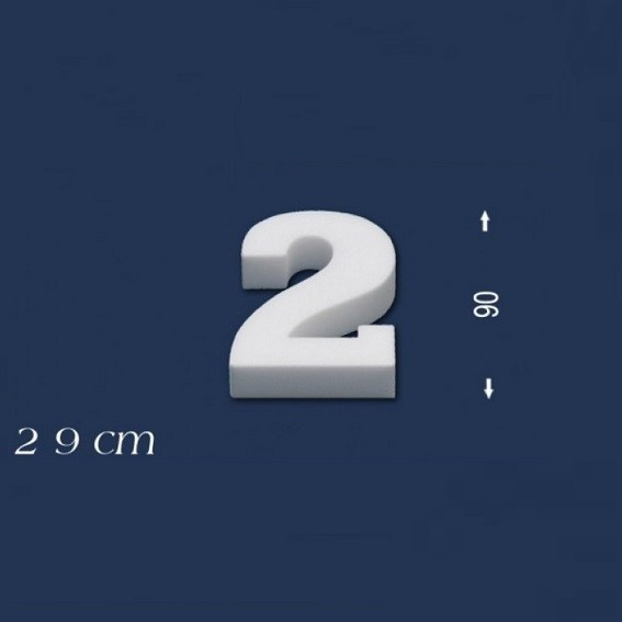Wiesemann | Chiffre déco "2" | Polystyrène | Hauteur : 90 mm | Chiffre en polystyrène | Chiffre en 3D