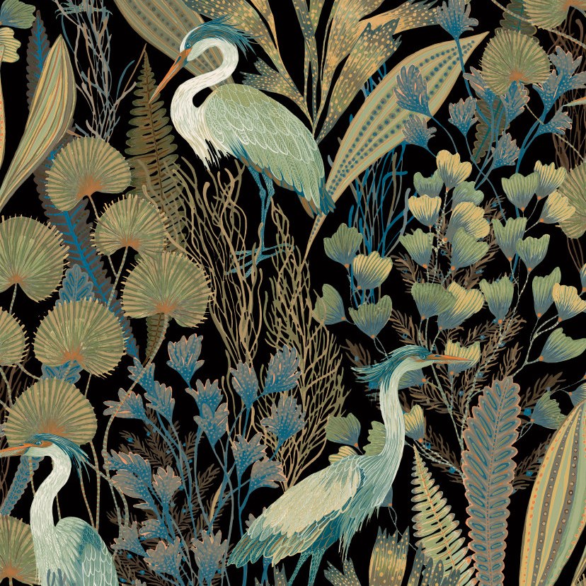 Grandeco | Ciara | A63201 | Intissé Papier peint | Jungle | 10.05 x 0.53 m | Coloré