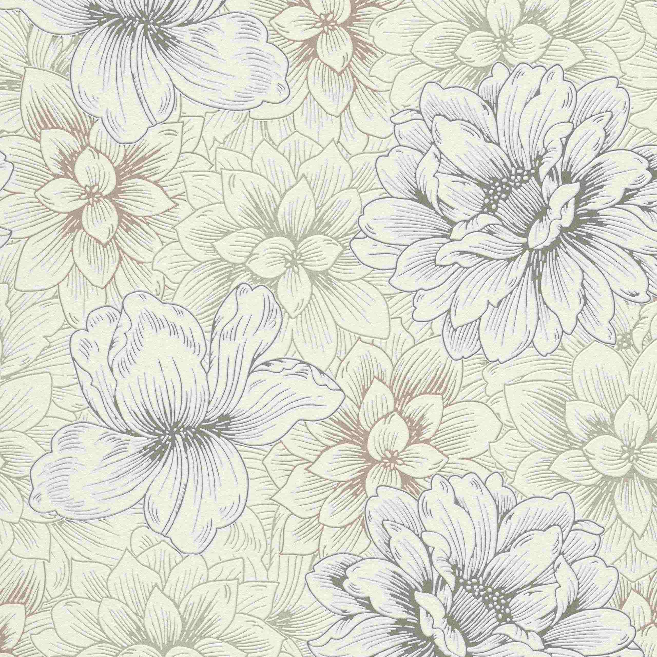 Erismann Summer Beat | 542502 | papier peint intissé floral | 0.53 m x 10.05 m | gris