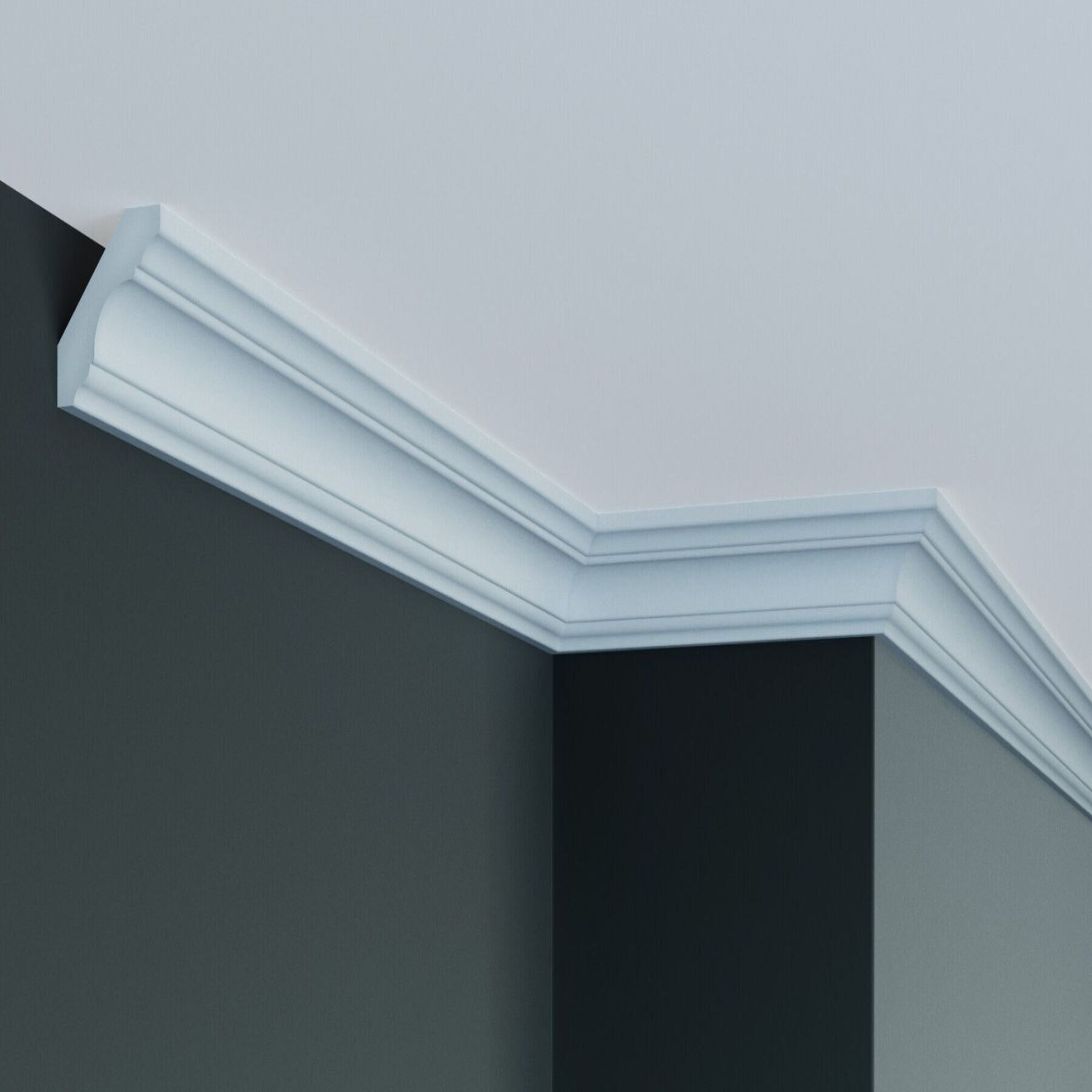 Elite Decor | Angle intérieur "P822" | Polyuréthane | 48 x 50 x 200 mm | Blanc | Angle pour moulures