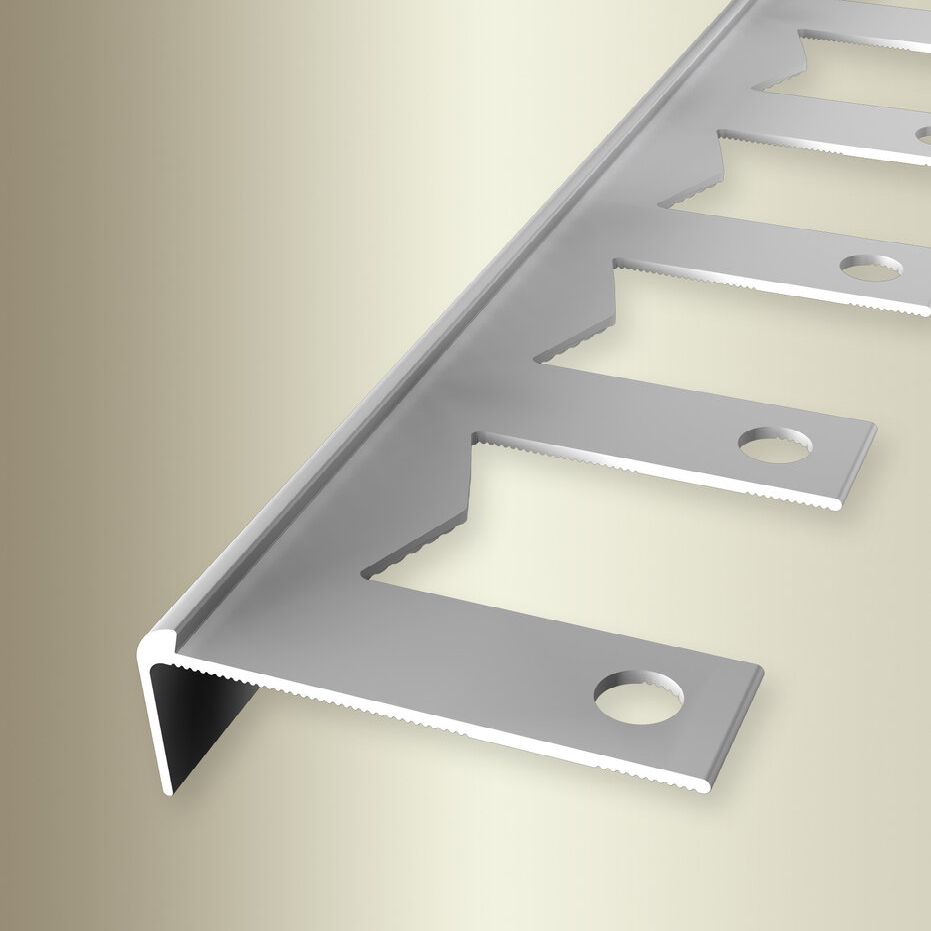 PROVISTON | Nez de marche | 48 x 2.5 x 2500 mm | Alu anodisé | Facile à plier | Découpe ouverte