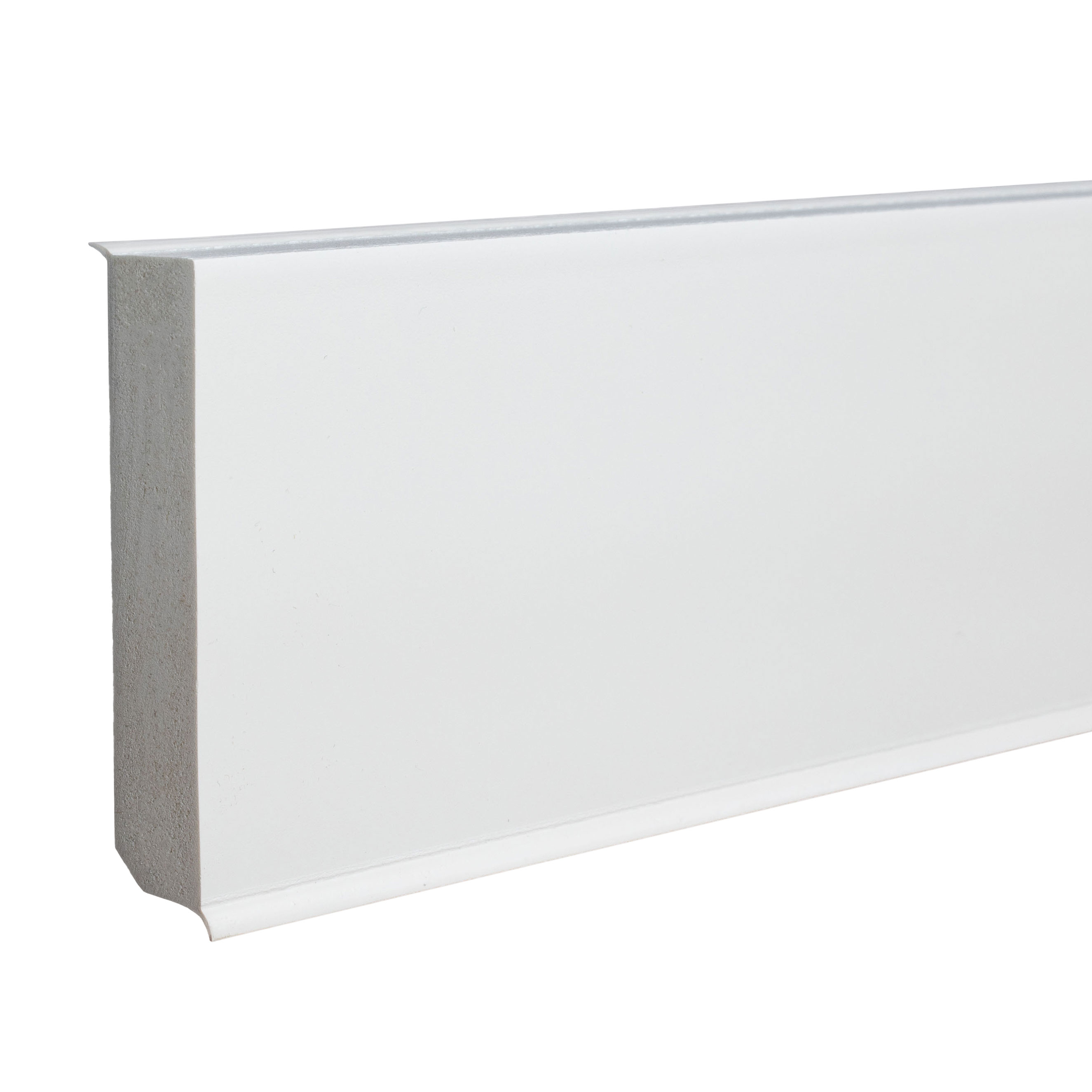 Plinthe en PVC à lèvre souple étanche | Velletri | 80 x 17 mm | lisse | blanc