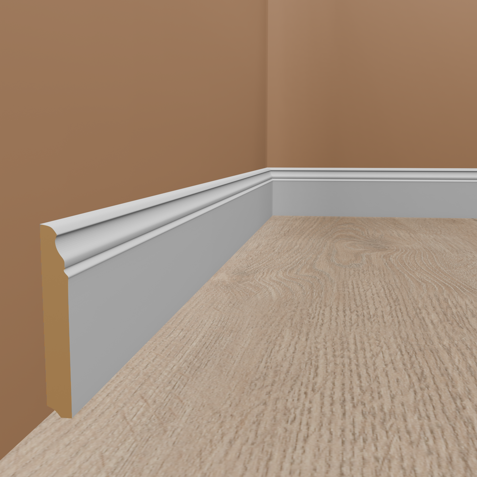 Plinthe Moulurée 19 x 100 x 2500 mm Bois massif Blanc Classique PROVISTON