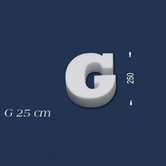 Wiesemann | Lettre décorative "G" | Polystyrène | Hauteur : 250 mm | Lettre en polystyrène | Lettre 3D