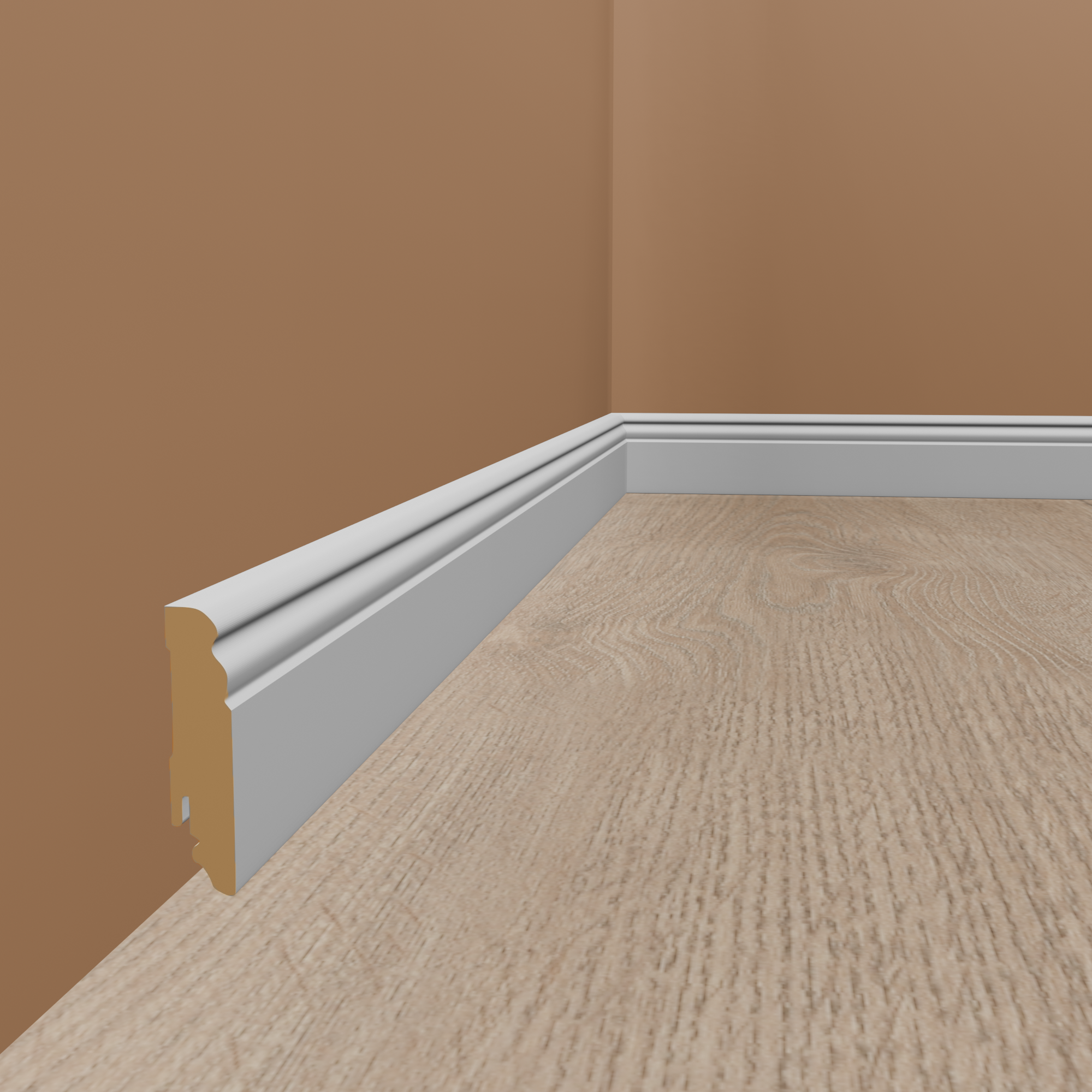 Neuhofer Plinthe "Düren" FU085L MDF 19 x 80 x 2400 mm Blanc Plinthe moulurée