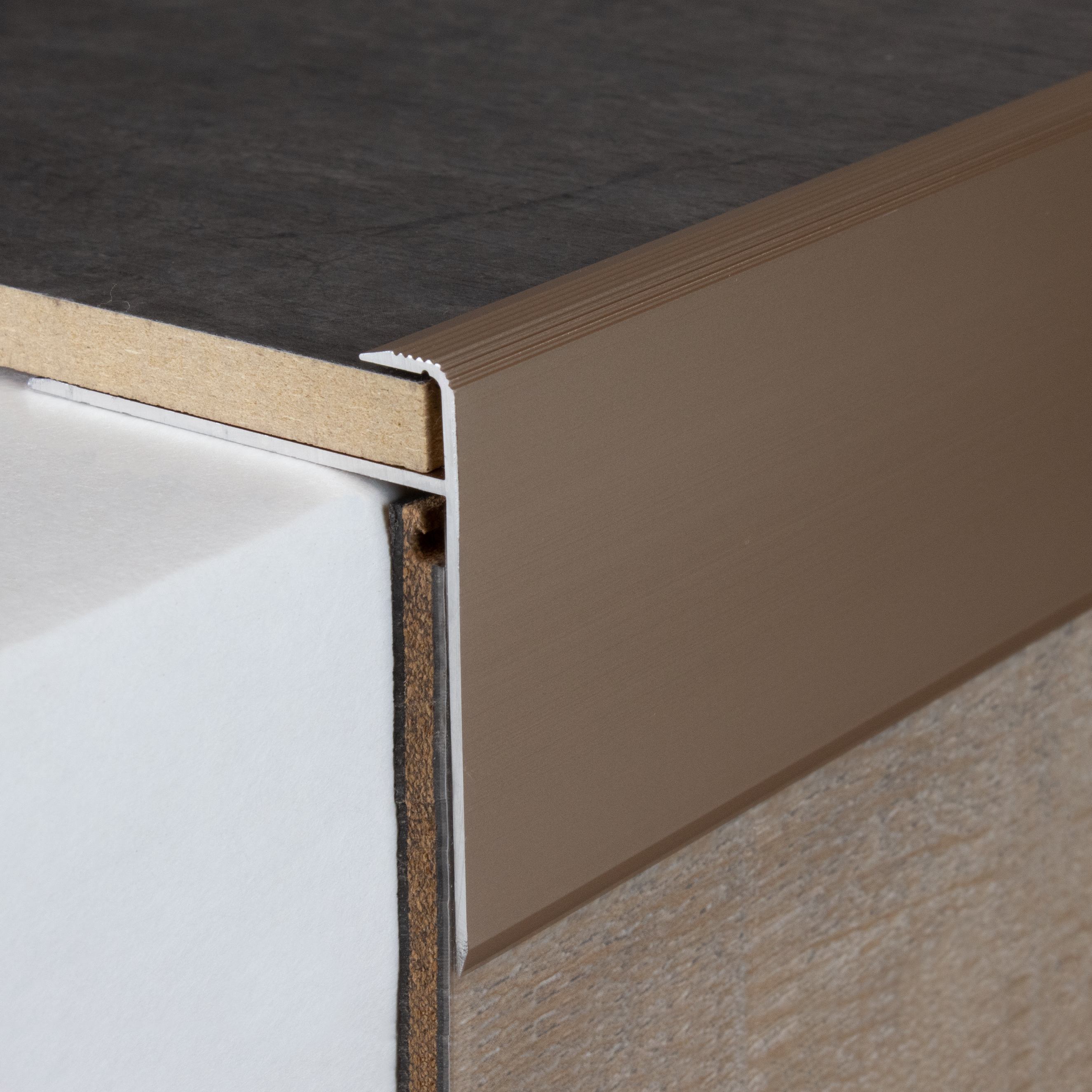 Profilé de finition à emboîter | avec nez pour sol stratifié épaisseur 8.5 mm | alu anodisé