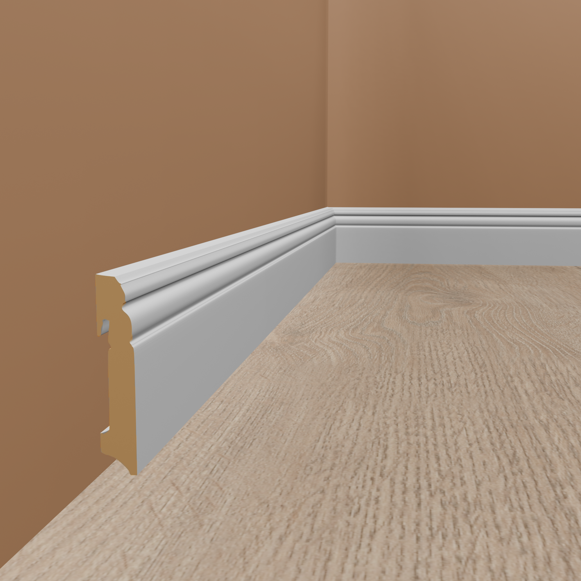 Neuhofer Plinthe "Desana" FU089L MDF 18 x 90 x 2400 mm Blanc Plinthe moulurée