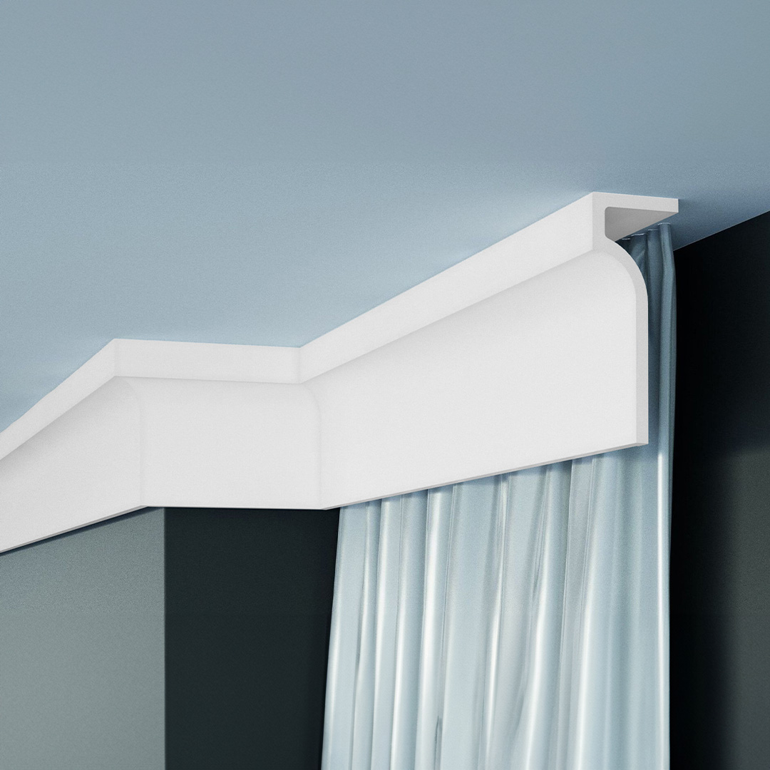Elite Decor | Plinthe lumineuse P891| Polystyrène | 130 x 50 x 2000 mm | Blanc | Plinthe de plafond en polystyrène expansé