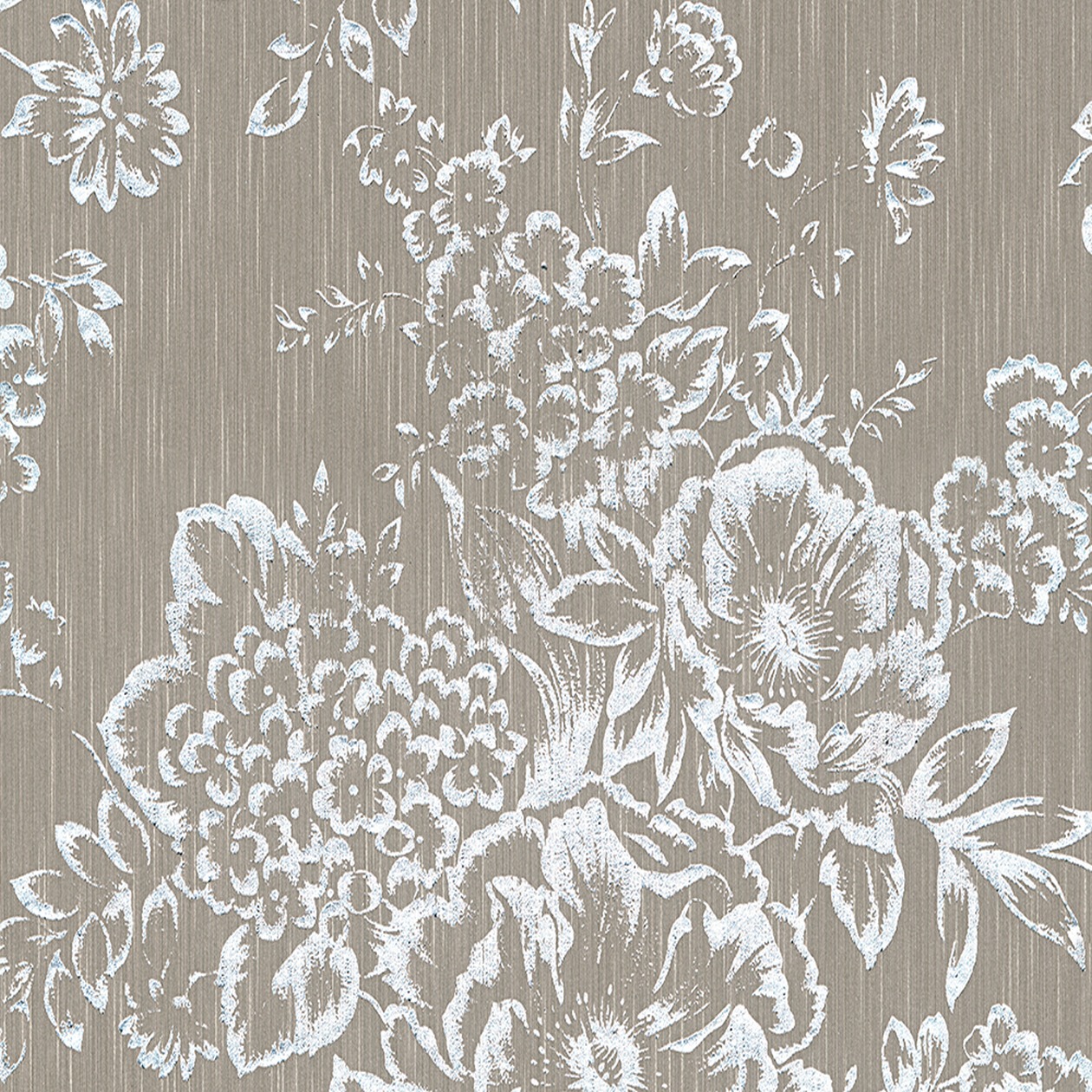 A.S. Creation Metallic Silk | 306574 | papier peint intissé floral | 0.53 m x 10.05 m | gris