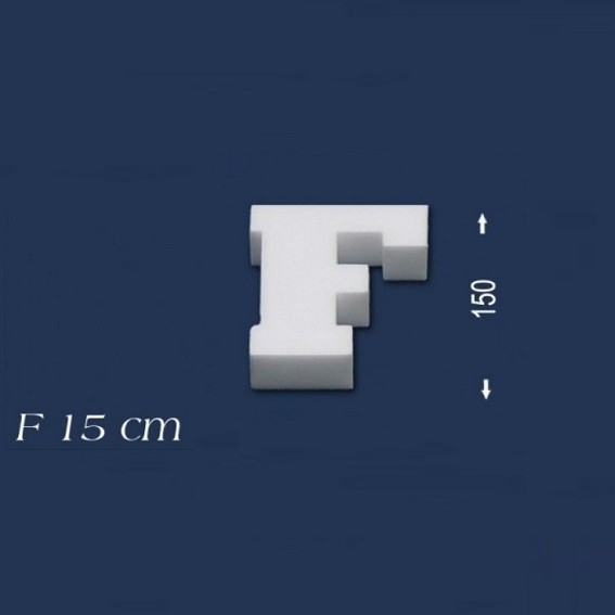 Wiesemann | Lettre décorative "F" | Polystyrène | Hauteur : 150 mm | Lettre en polystyrène | Lettre 3D